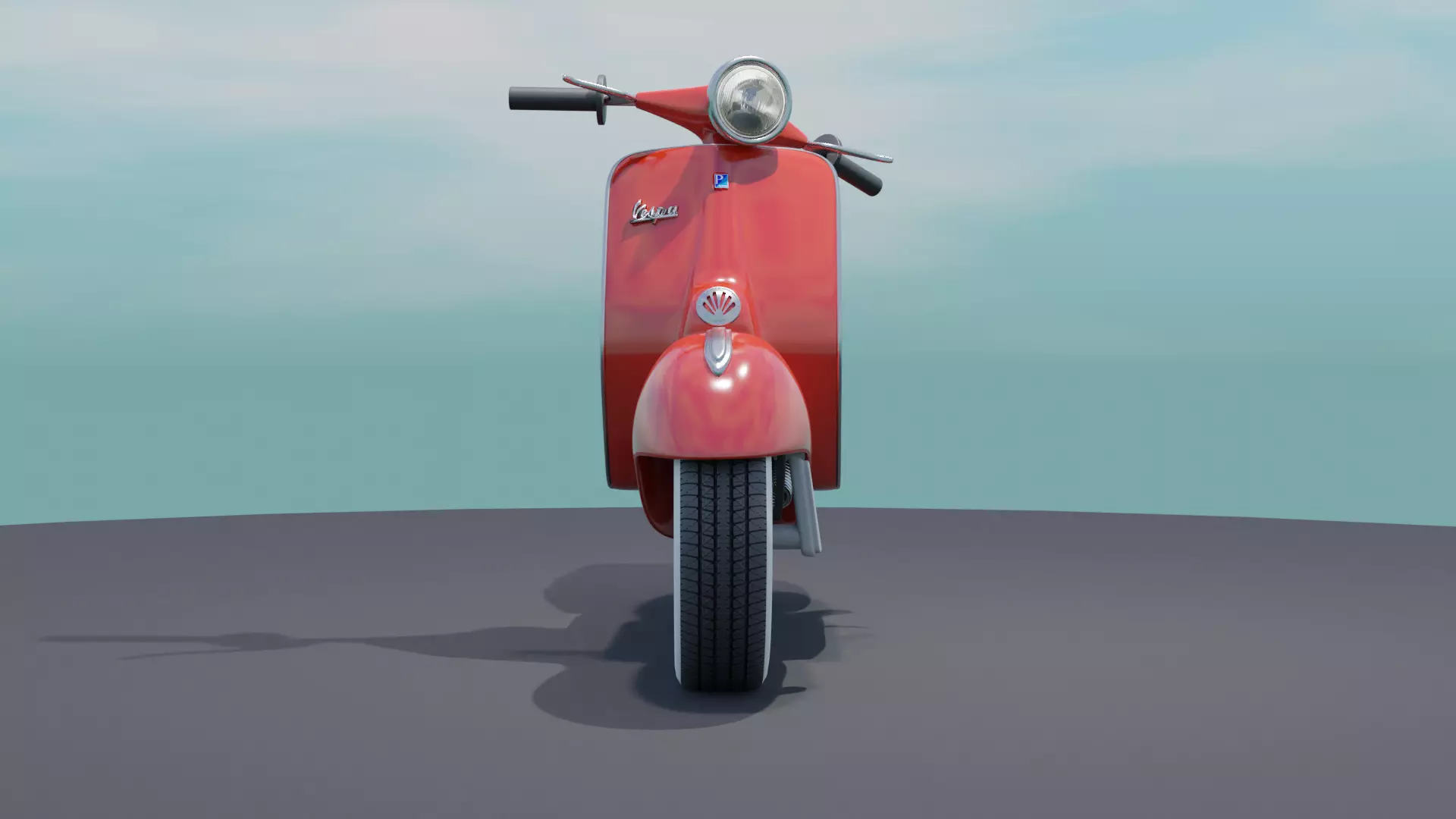 Red Vespa 150 Cartoon 3D model