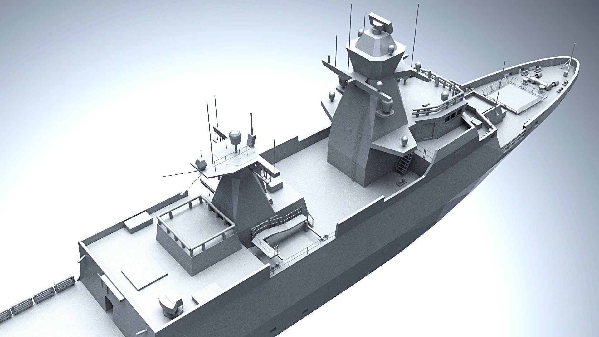 GERMAN  K-130 BRAUNSCHWEIG CLASS CORVETTE 3D PRINT READY  3D print model_2