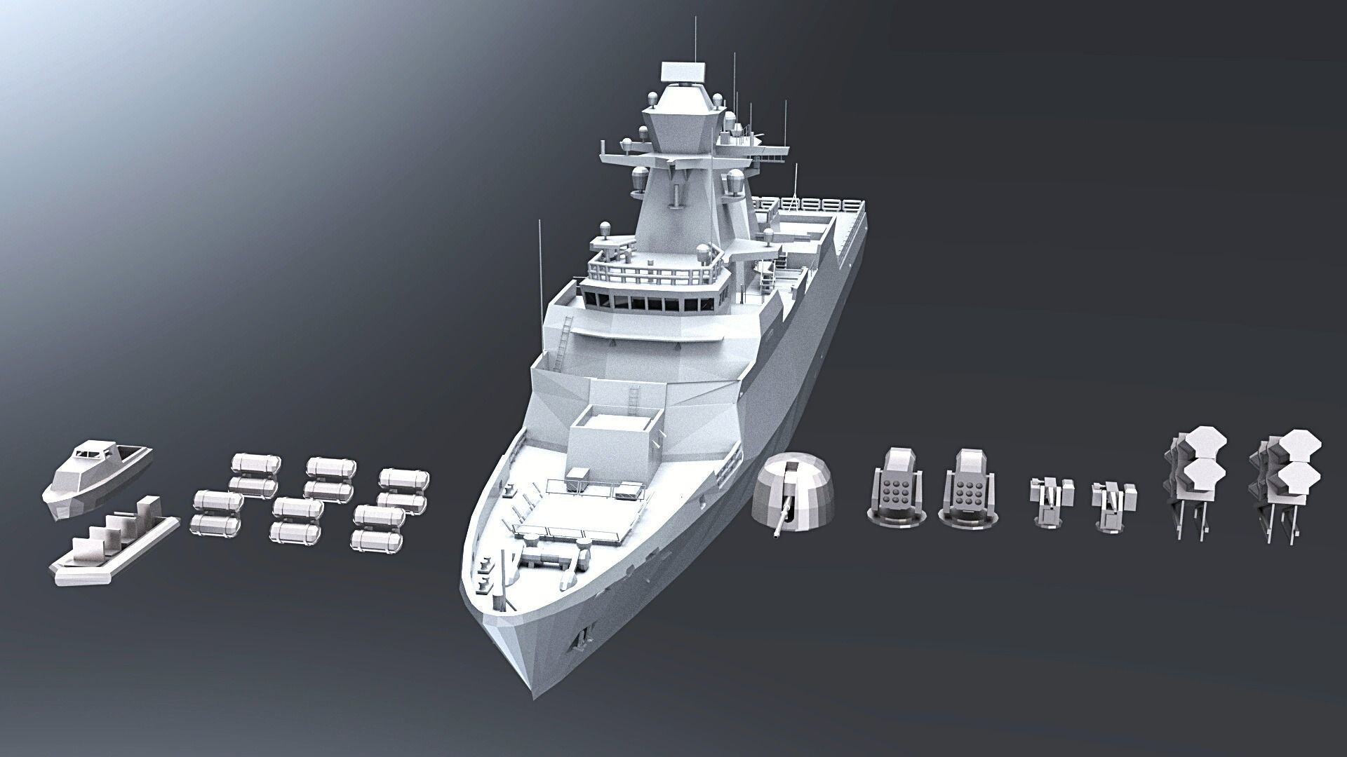 GERMAN  K-130 BRAUNSCHWEIG CLASS CORVETTE 3D PRINT READY  3D print model_6