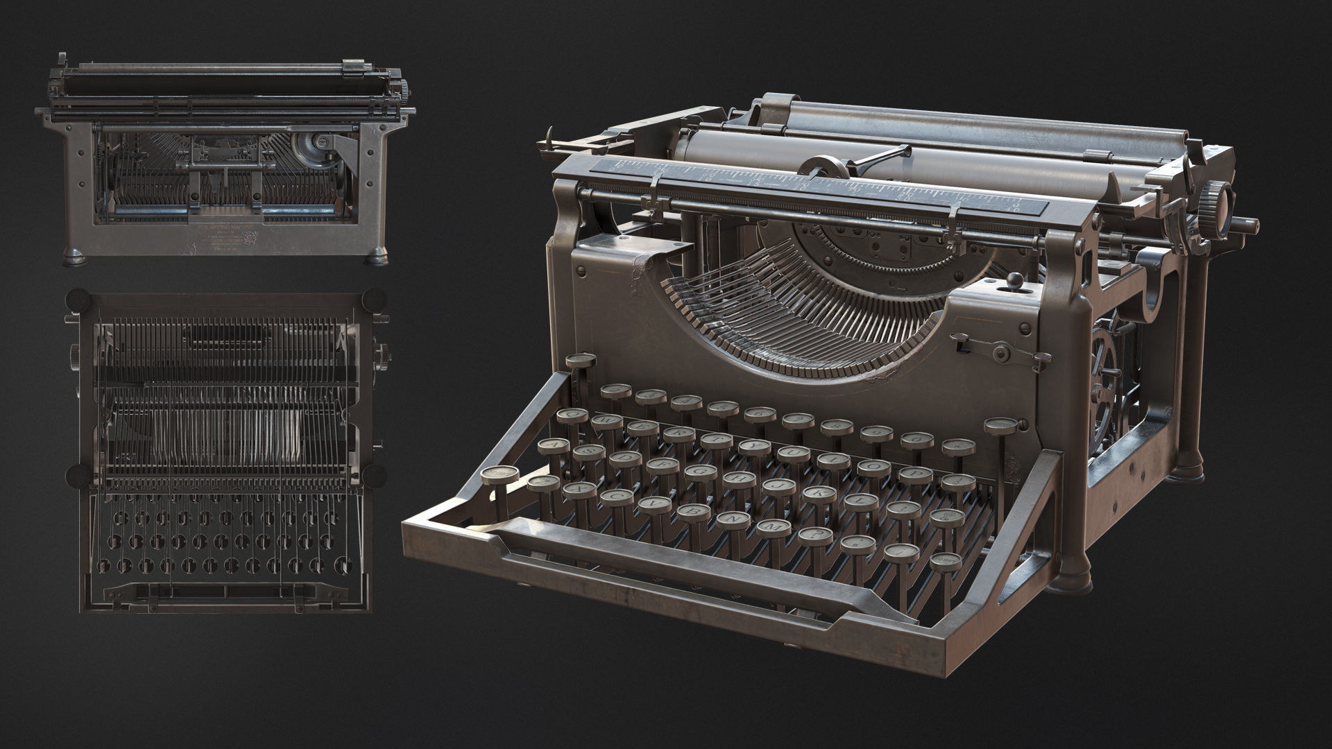 Writing Machines 3D Low-poly 3D model_12