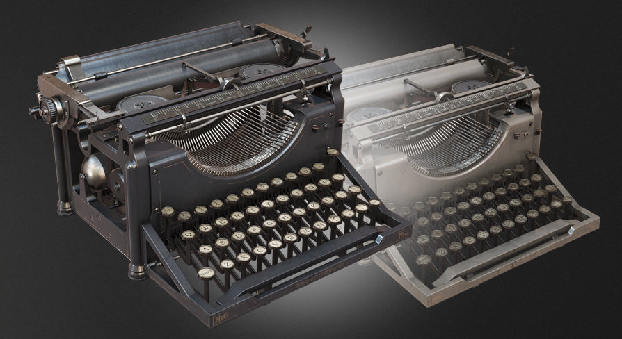 Writing Machines 3D Low-poly 3D model_7
