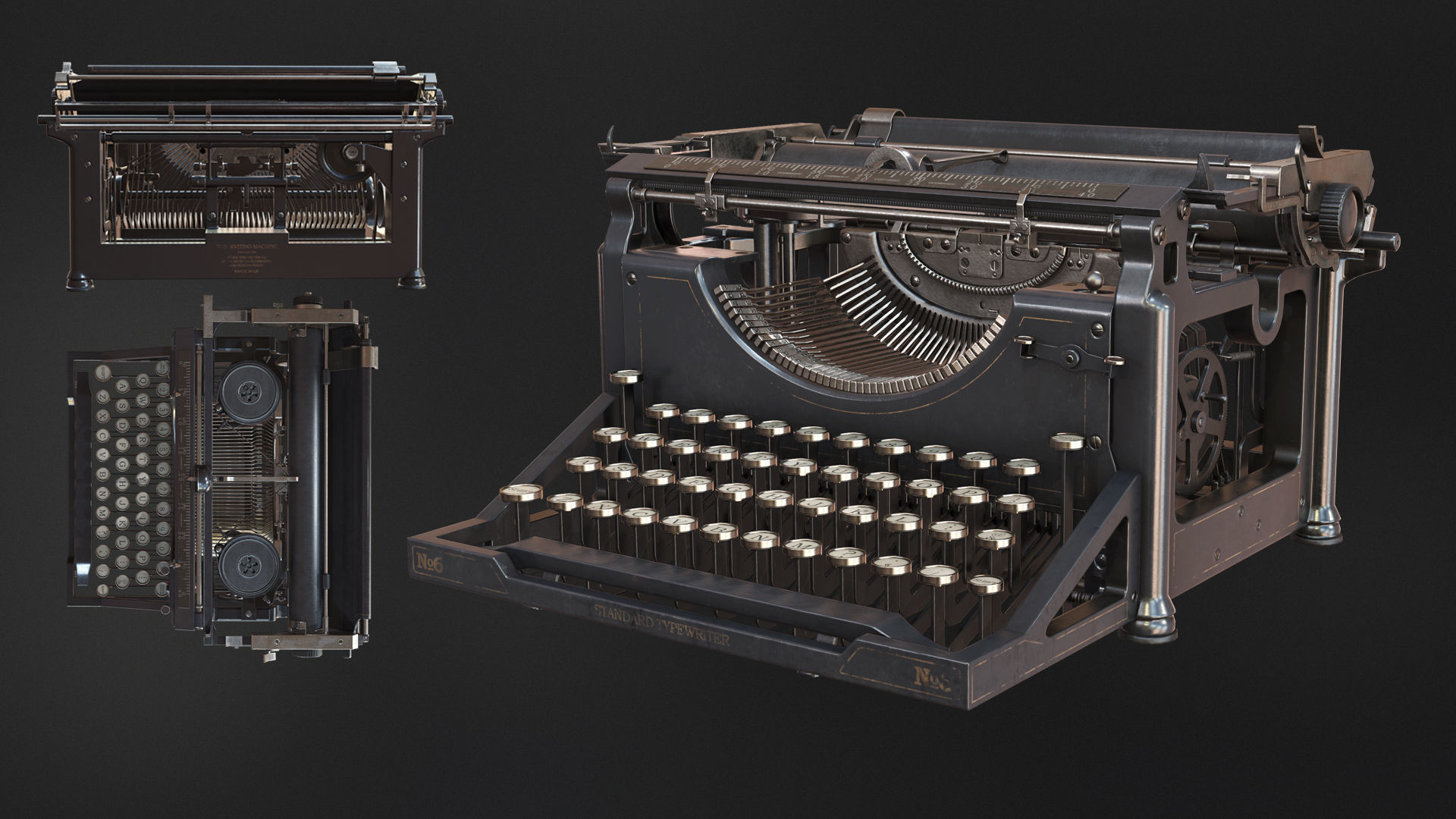 Writing Machines 3D Low-poly 3D model_11