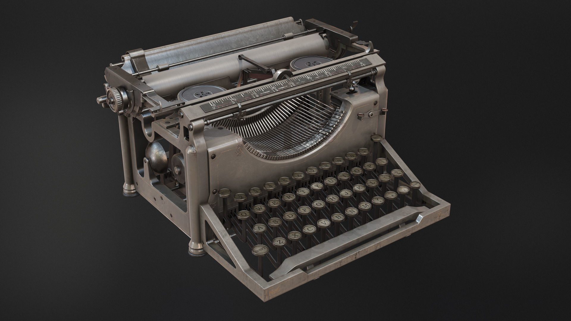 Writing Machines 3D Low-poly 3D model_9