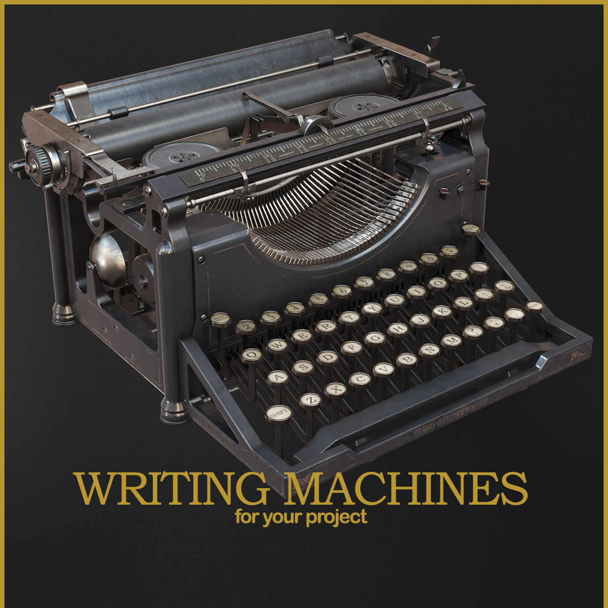 Writing Machines 3D Low-poly 3D model_0