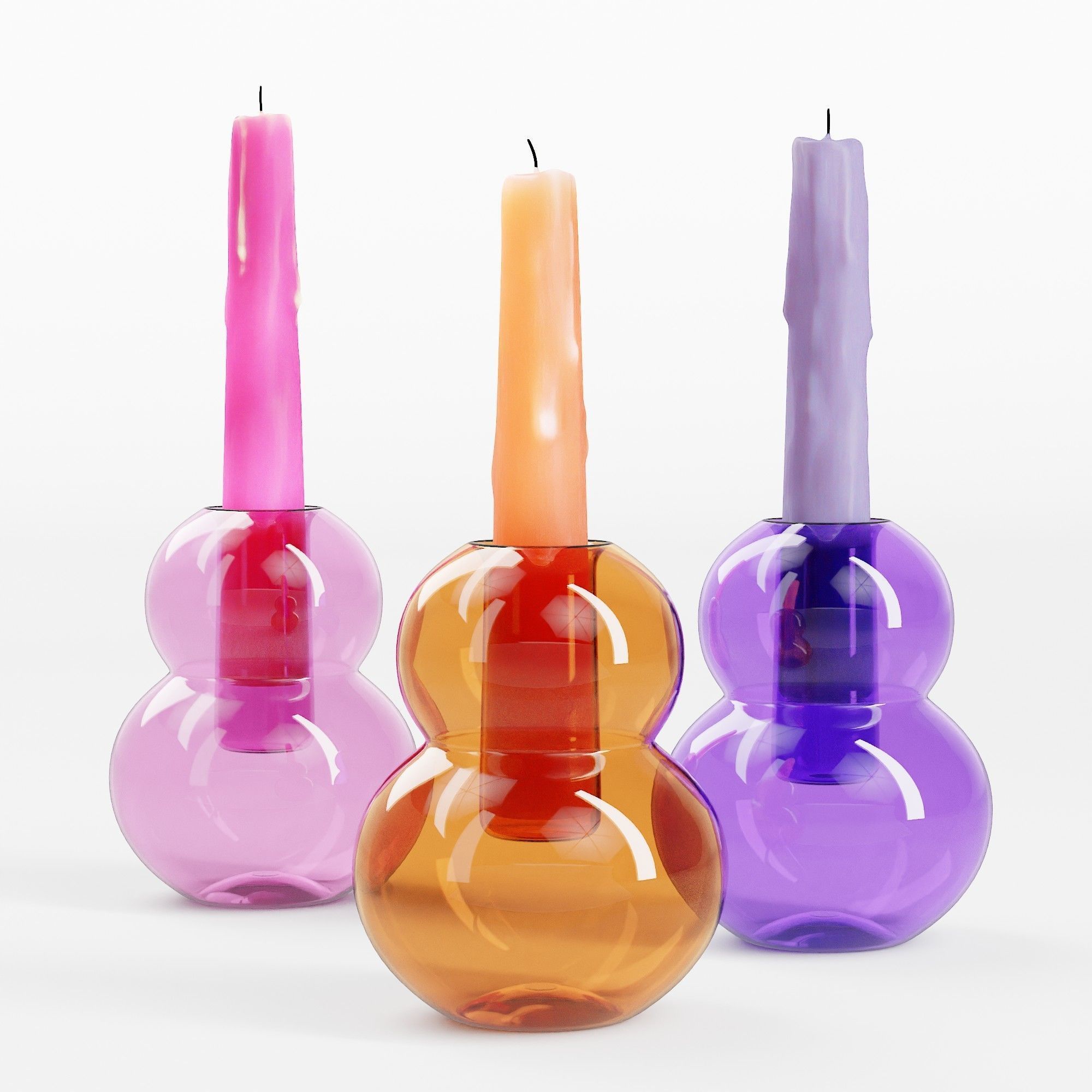 Paddywax Glass Taper Candle Holder 3D model CGTrader