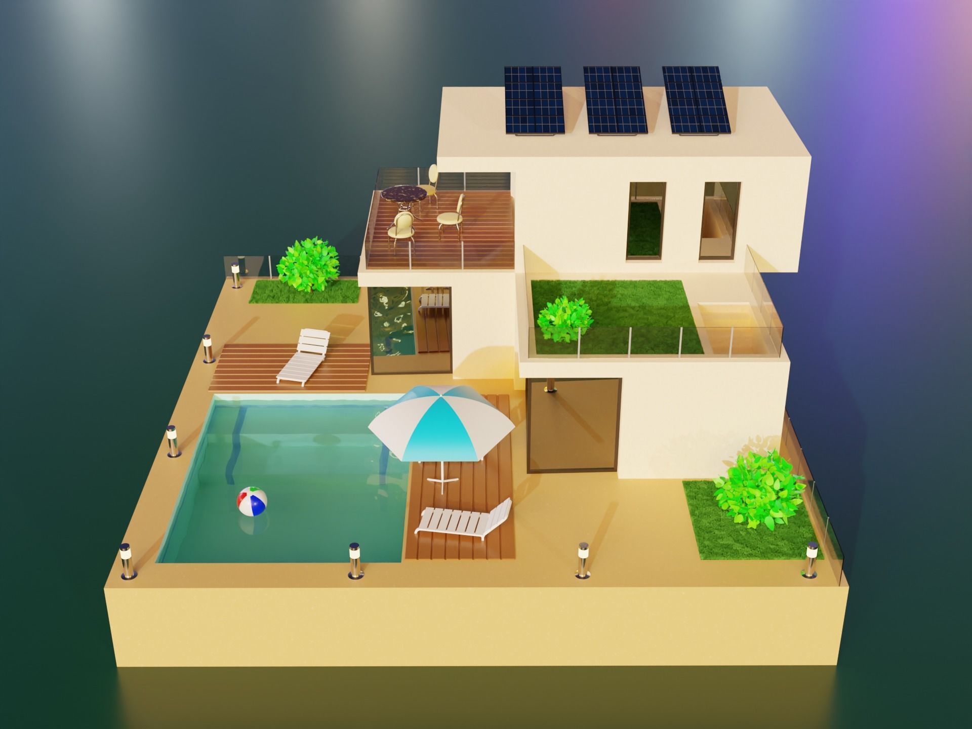 Modern House Scene 3D model_9
