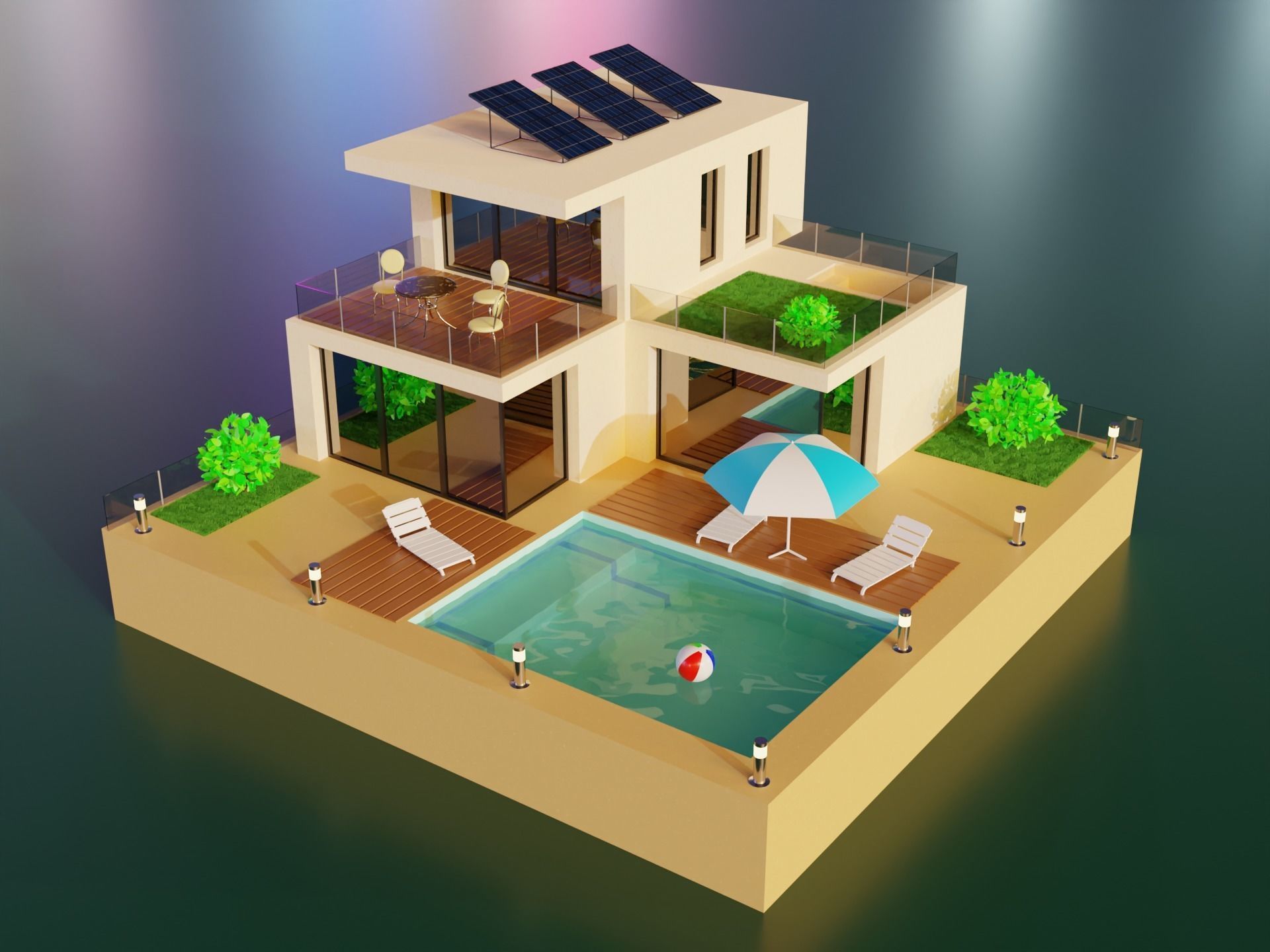 Modern House Scene 3D model_2