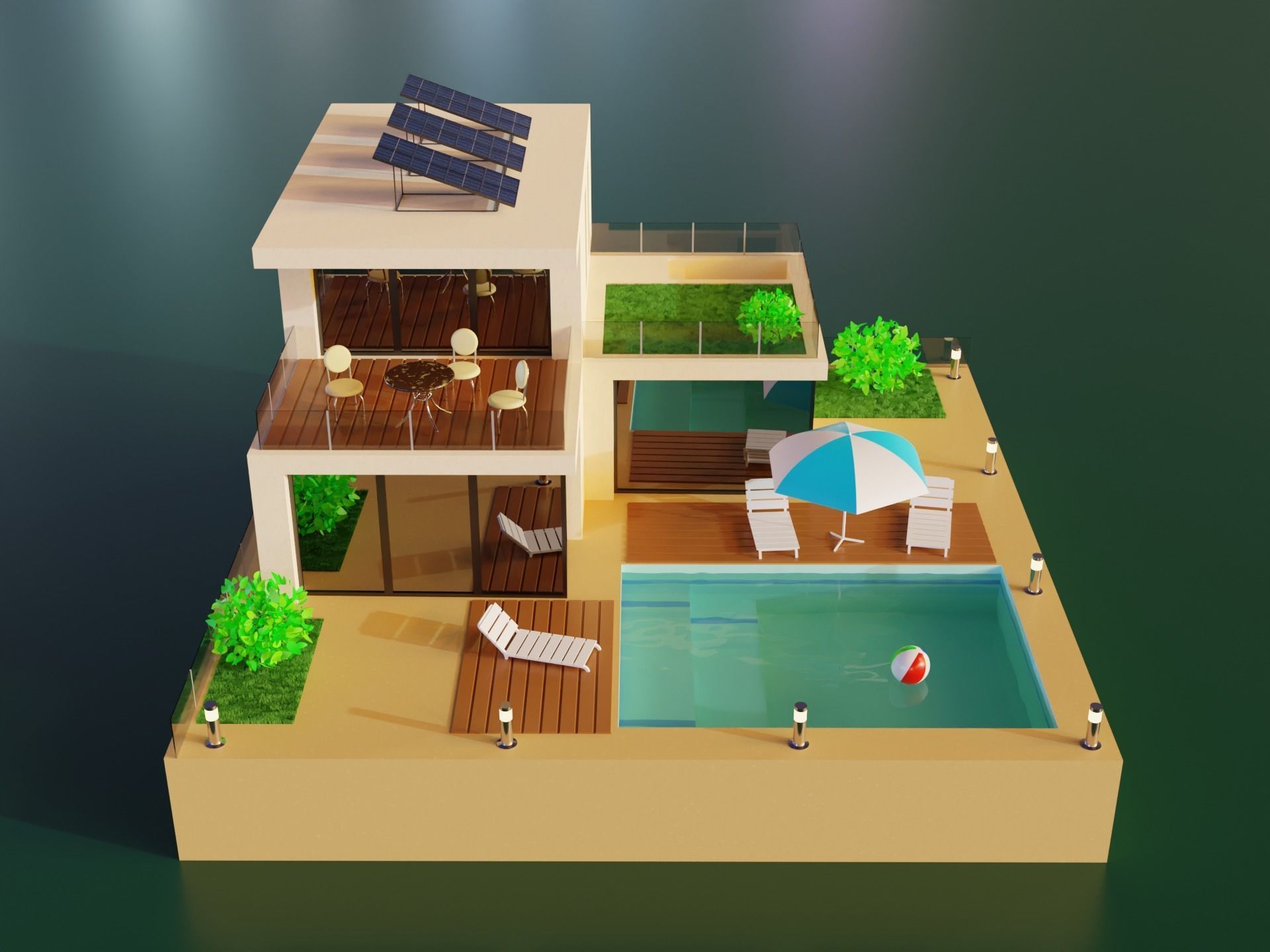 Modern House Scene 3D model_8