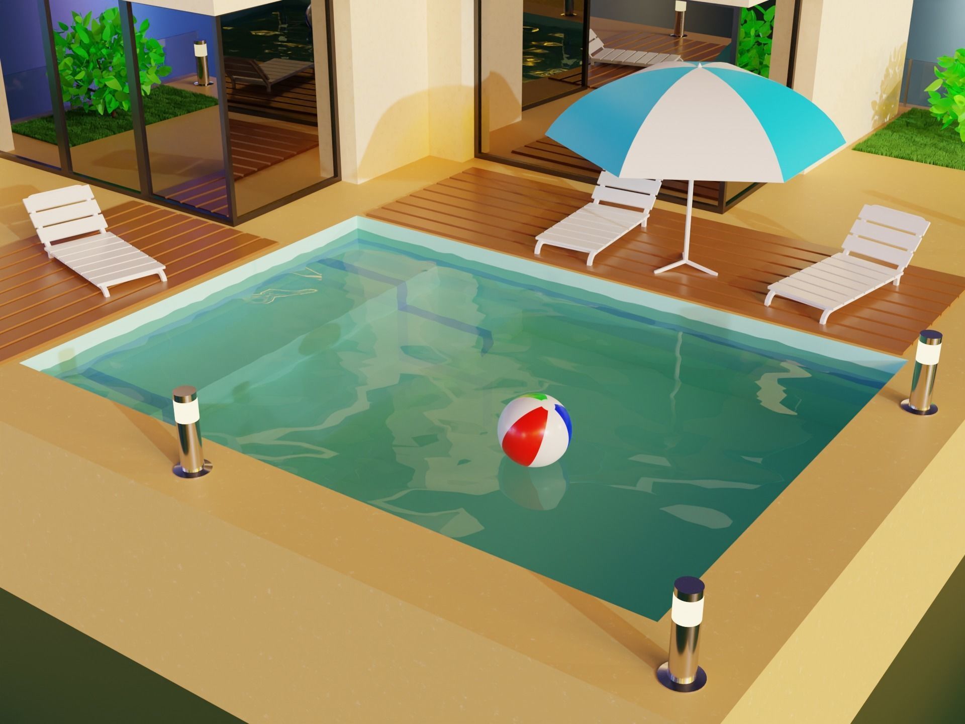 Modern House Scene 3D model_3