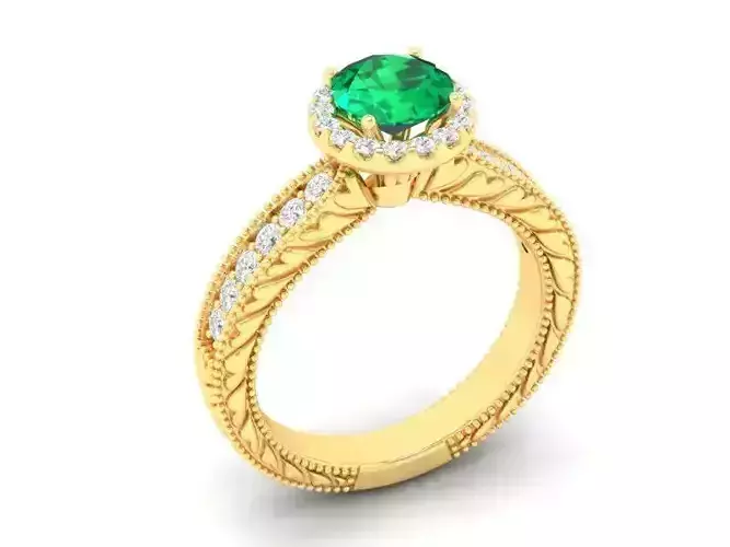 Classic Round Cut Gemstone Women Ring 3D Model  457