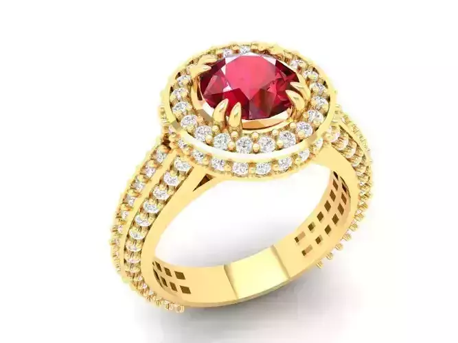 Luxury Ruby Halo Diamond Ring for Women 465
