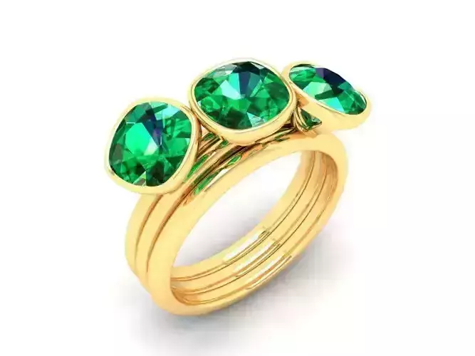 Three Stone Color Gemstone Ring for Women 468