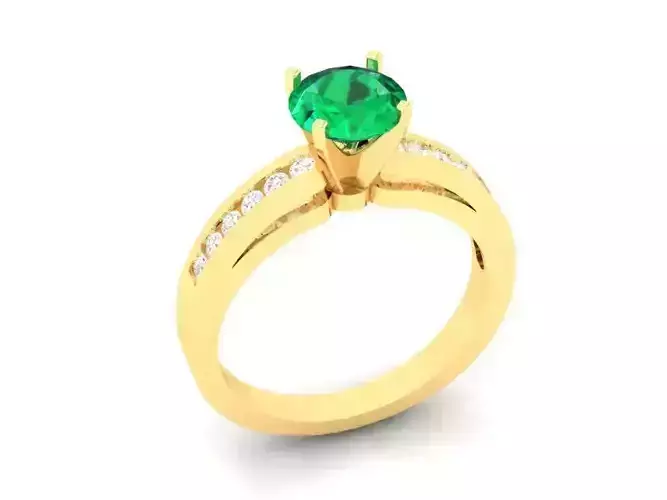 Elegant Emerald Solitaire Engagement Ring for Women 469