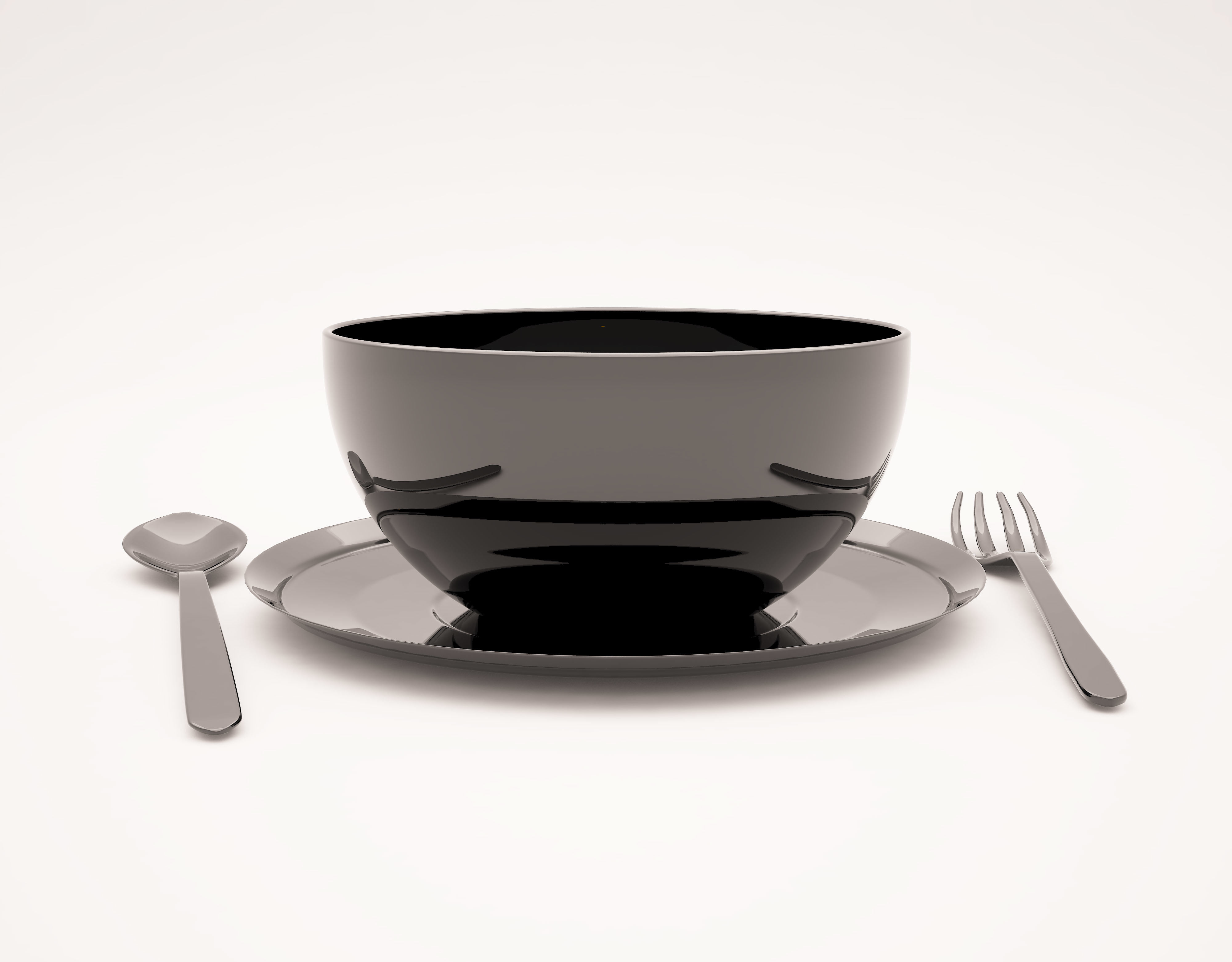 NOODLES bowl of pasta with fork and spoon 3D print model_2