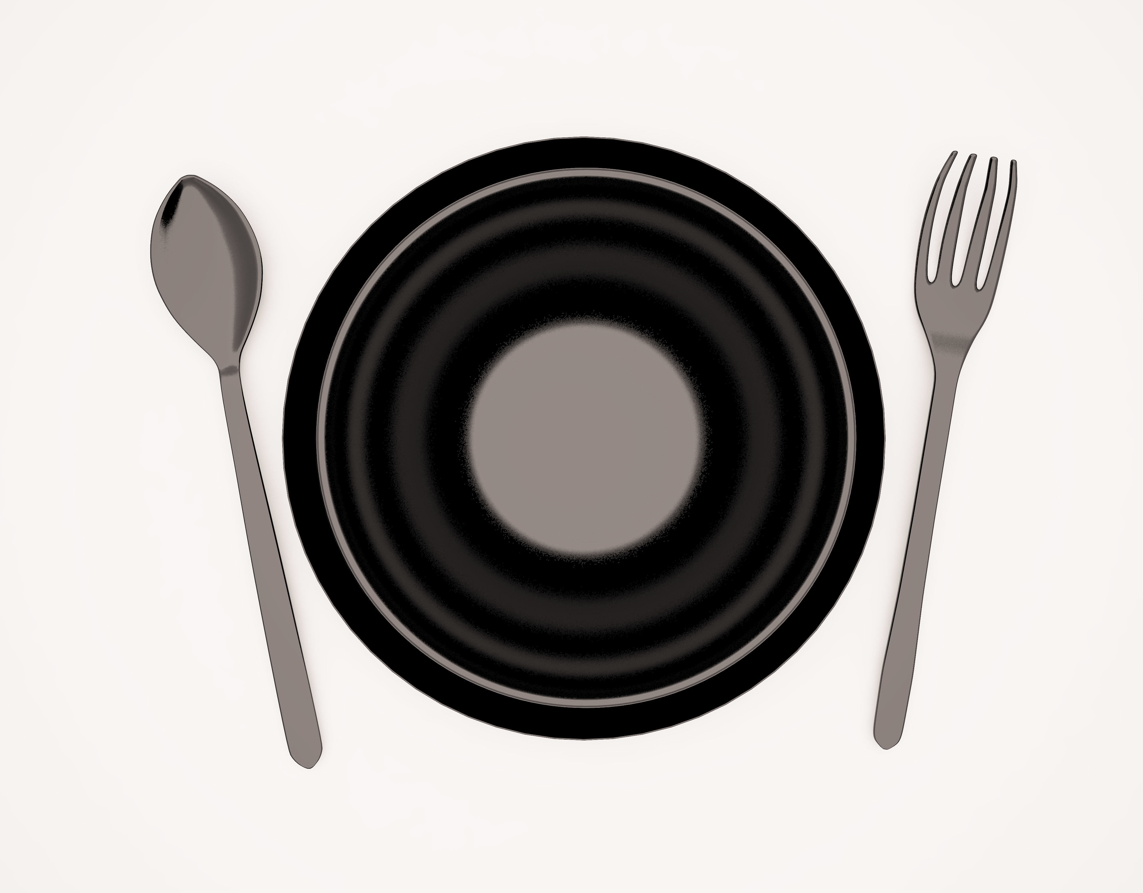 NOODLES bowl of pasta with fork and spoon 3D print model_3