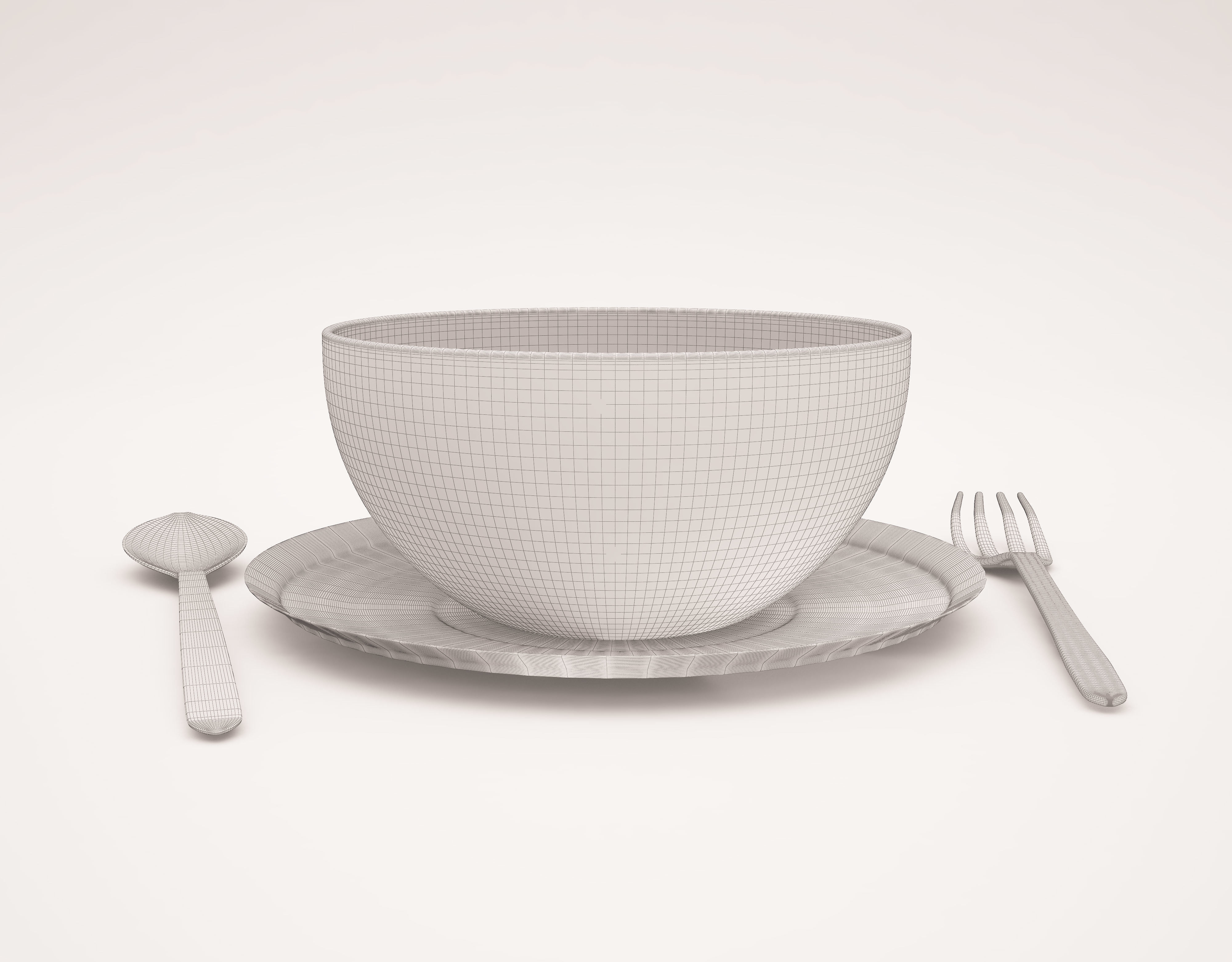 NOODLES bowl of pasta with fork and spoon 3D print model_4