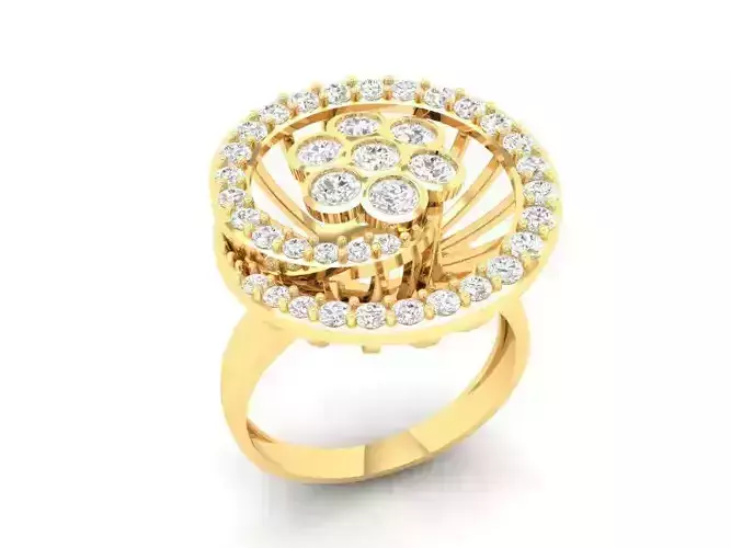 Elegant Multi Layer Round Diamond Ring 3D Model 471