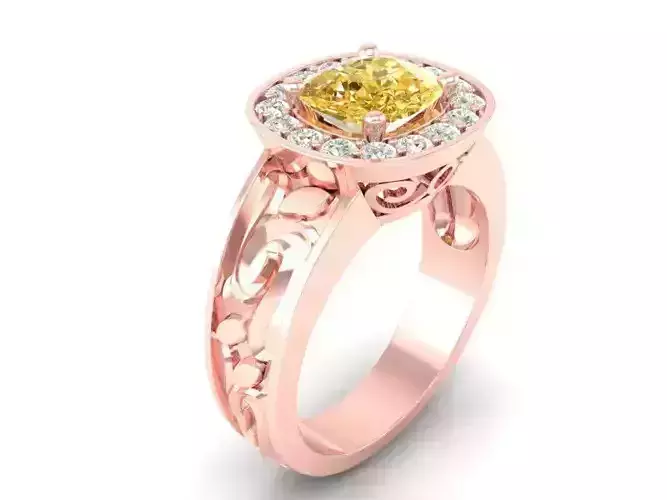 Elegant Yellow Diamond Halo Engagement Ring  473