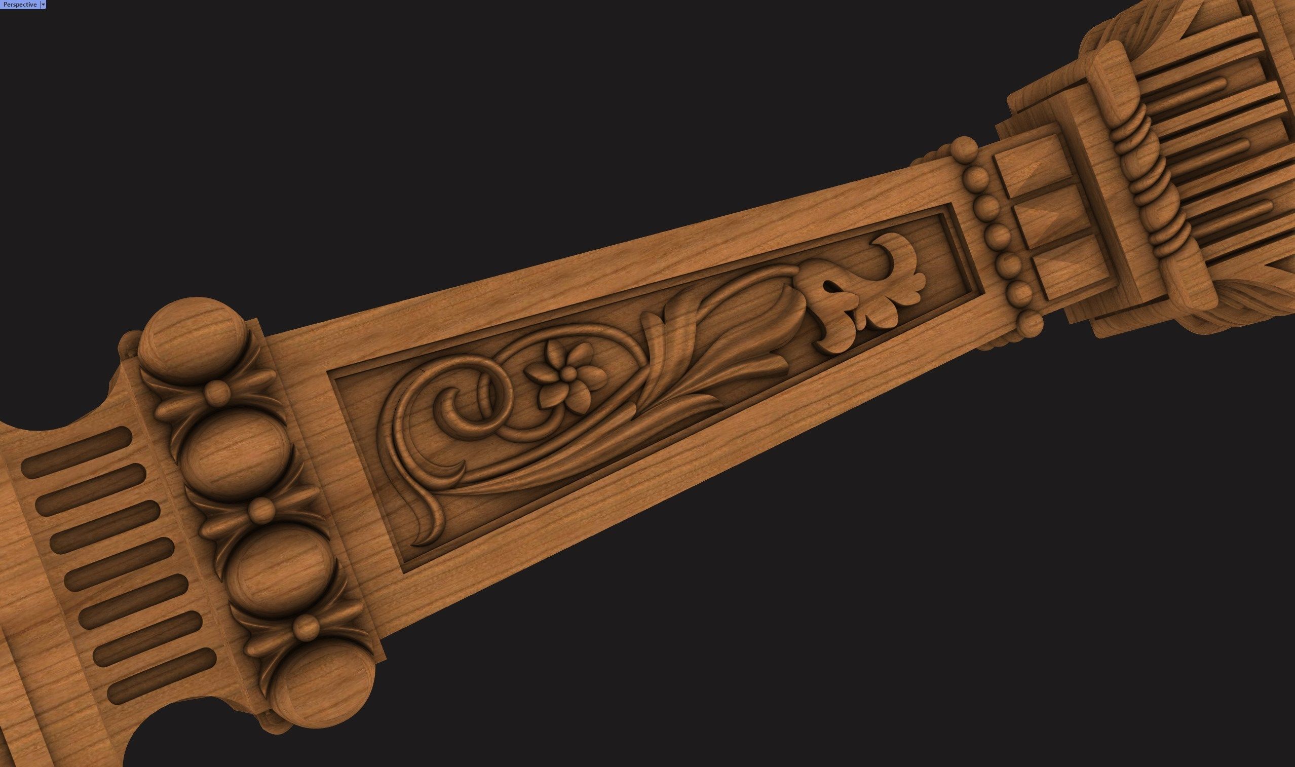 3d model - stair wooden column 3D model_2