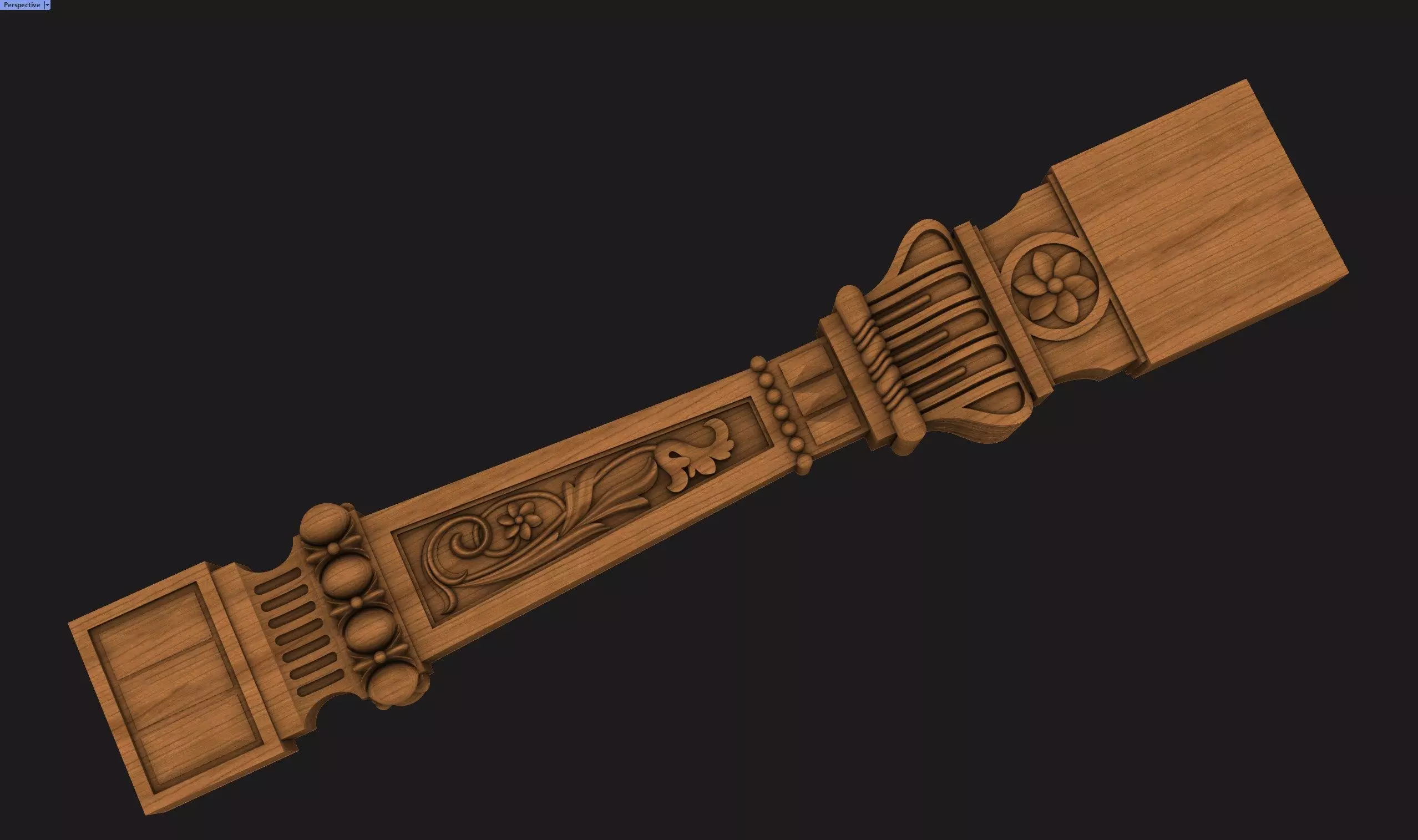 3d model - stair wooden column 3D model_0