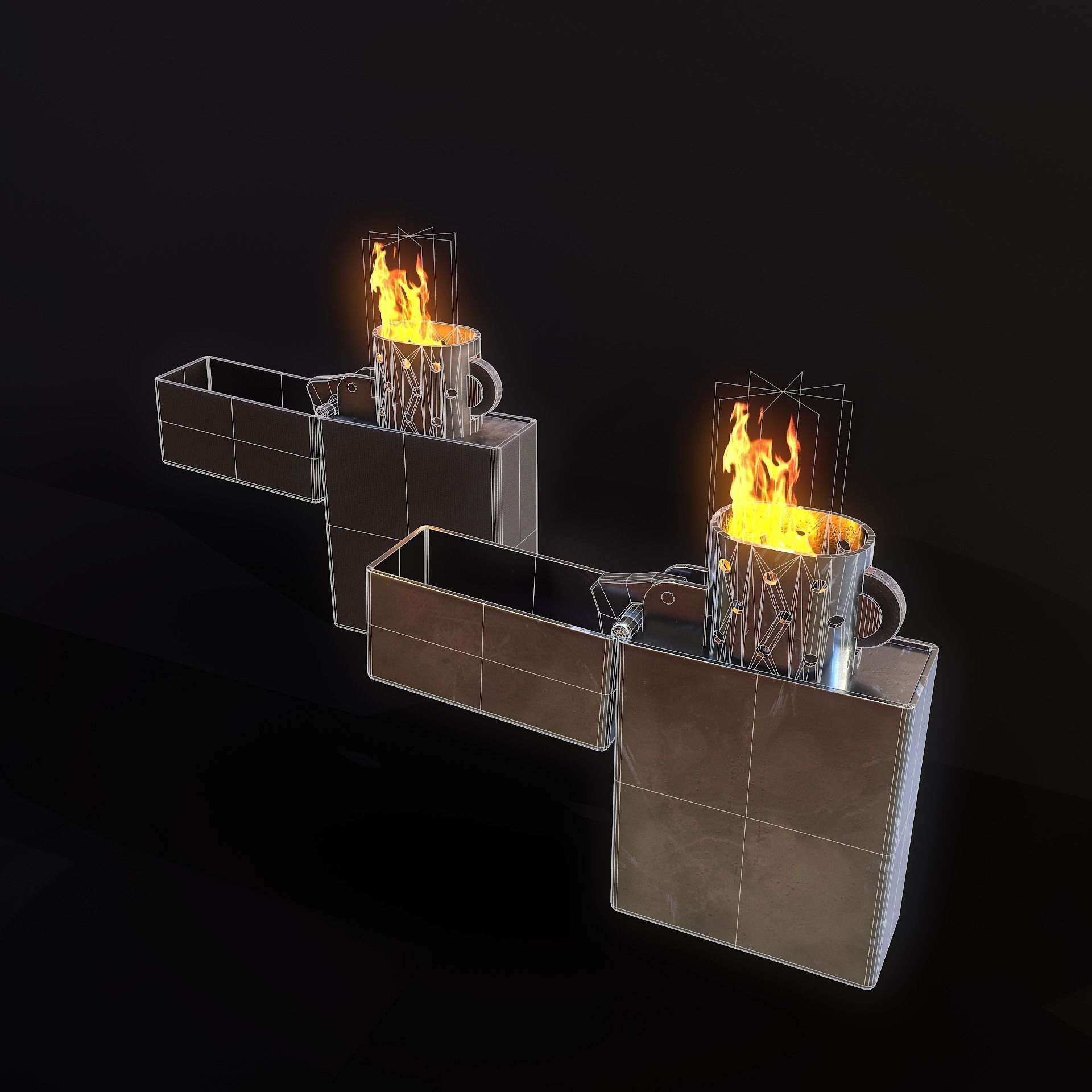 Zippo lighter Low-poly 3D model_16