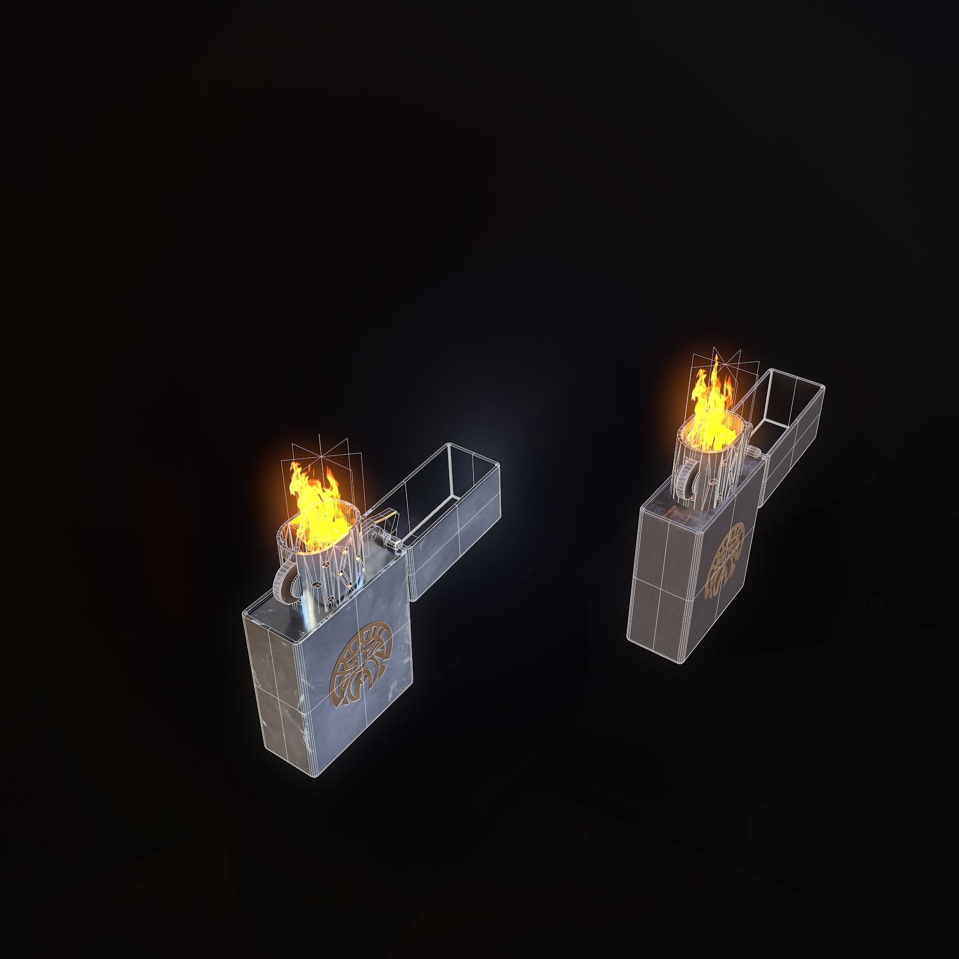 Zippo lighter Low-poly 3D model_13