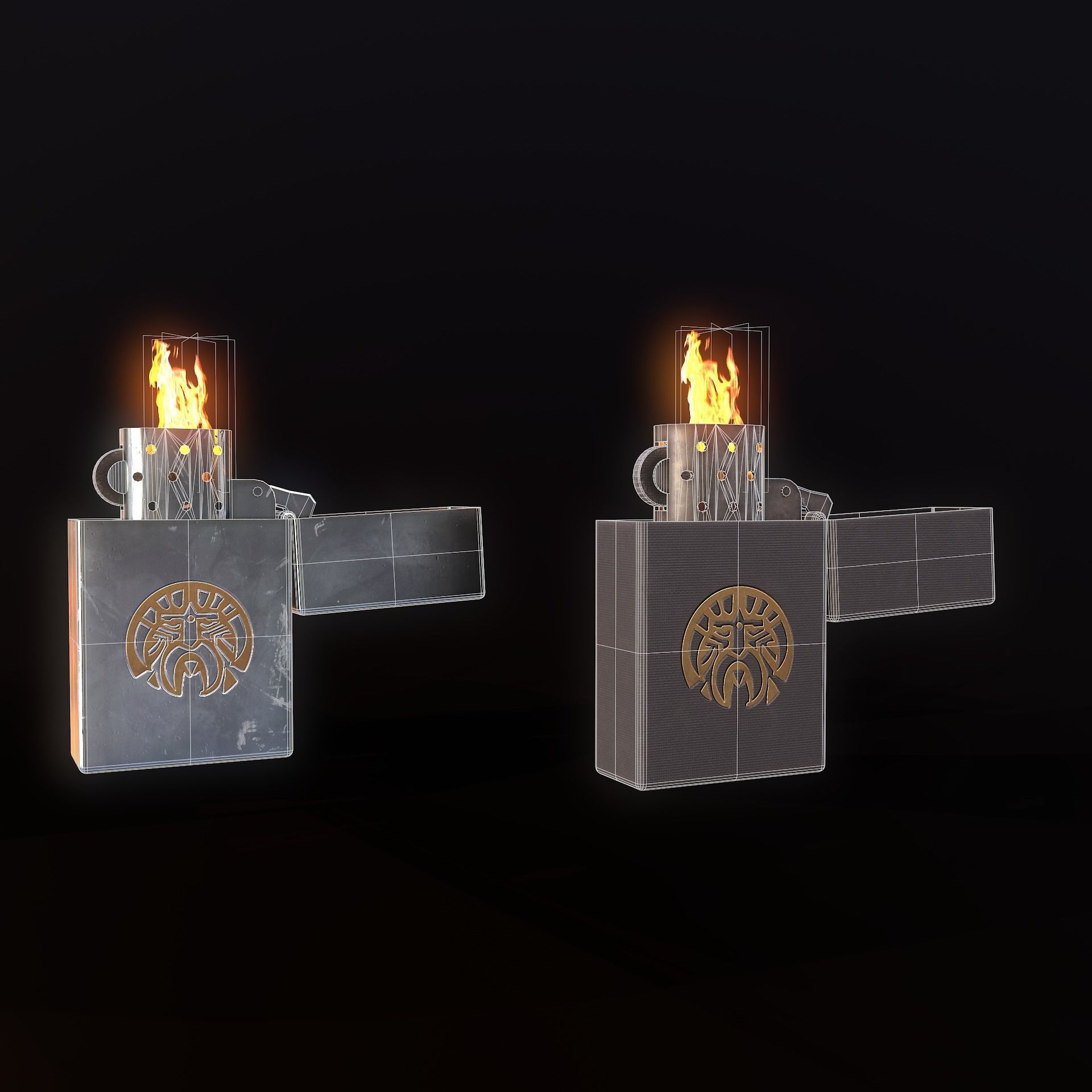 Zippo lighter Low-poly 3D model_12