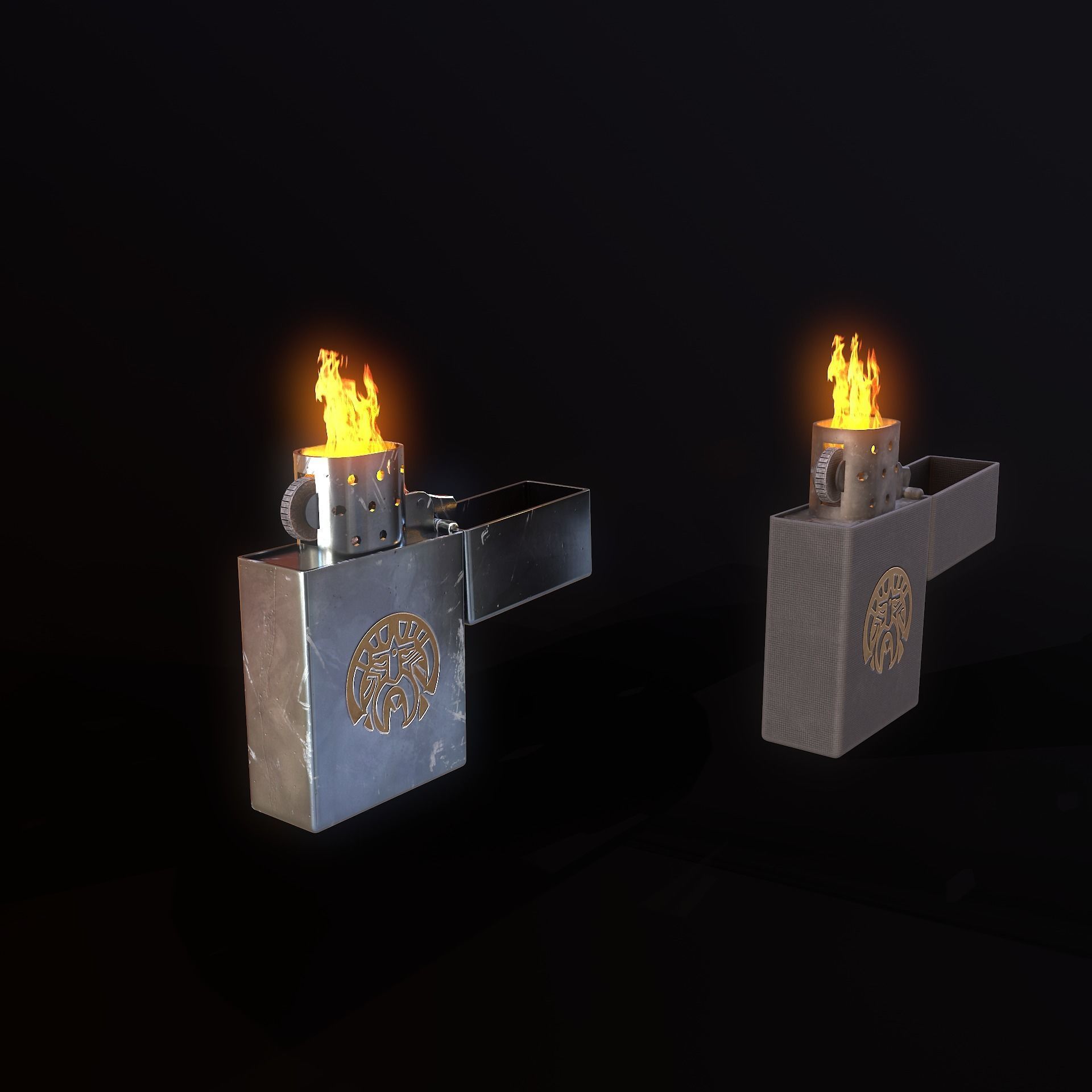 Zippo lighter Low-poly 3D model_10