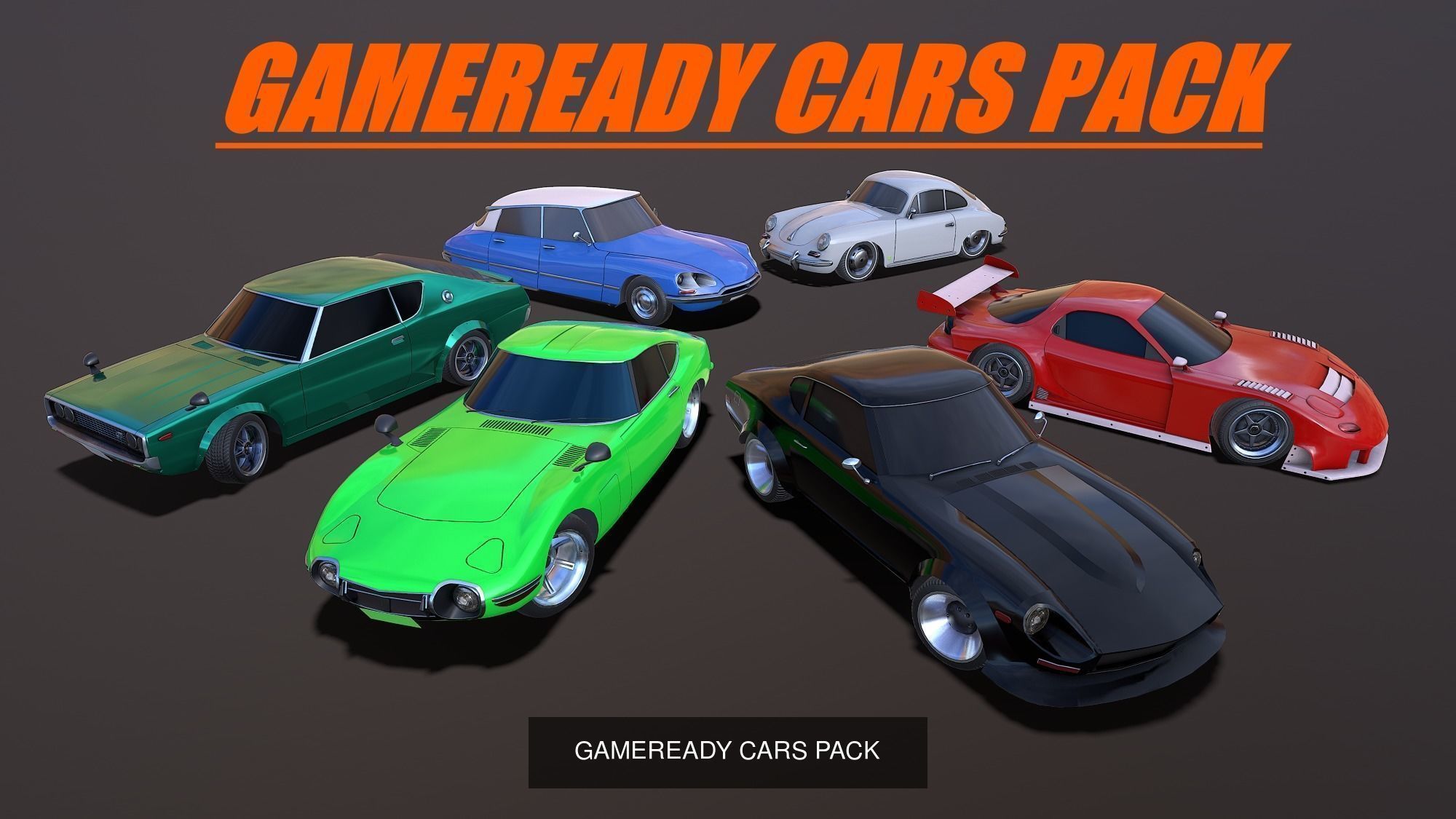 Lowpoly Gameready american cars 3D model 2021 3D Model Collection_5