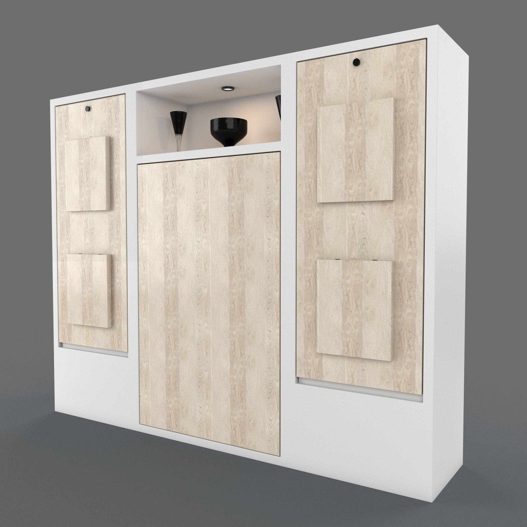 Hinged Furniture Shelf Transformation with Rigging 3D model_7