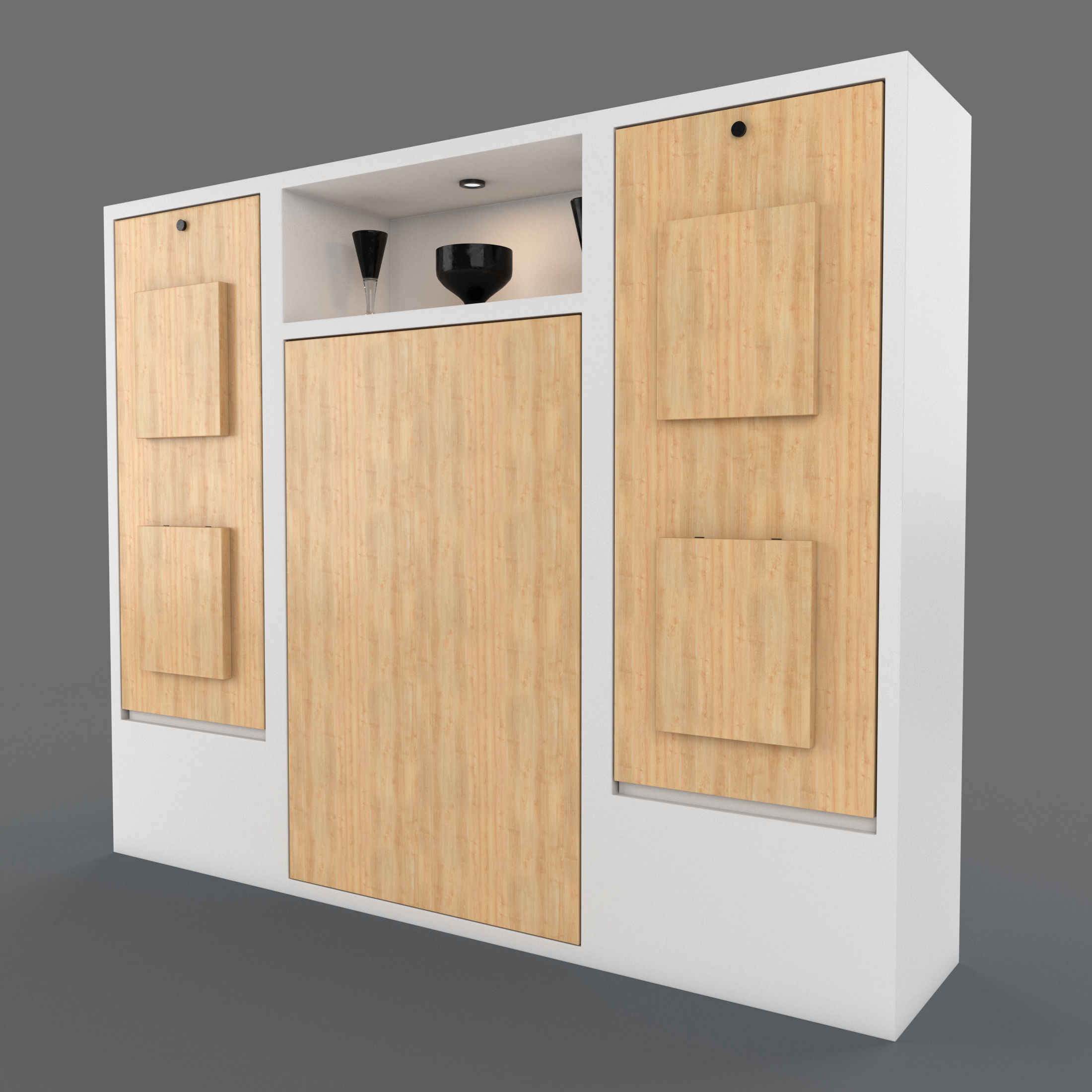 Hinged Furniture Shelf Transformation with Rigging 3D model_20