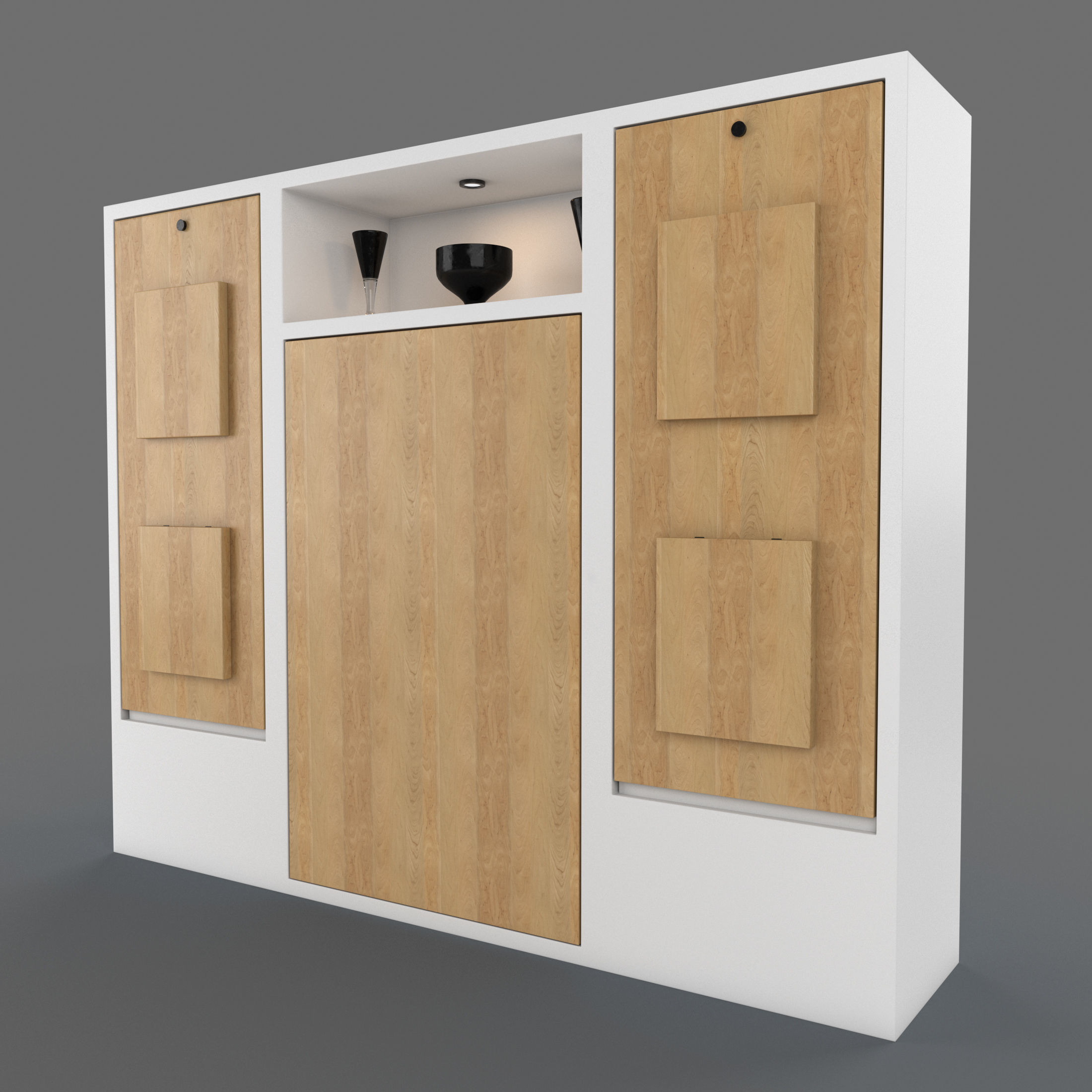 Hinged Furniture Shelf Transformation with Rigging 3D model_14