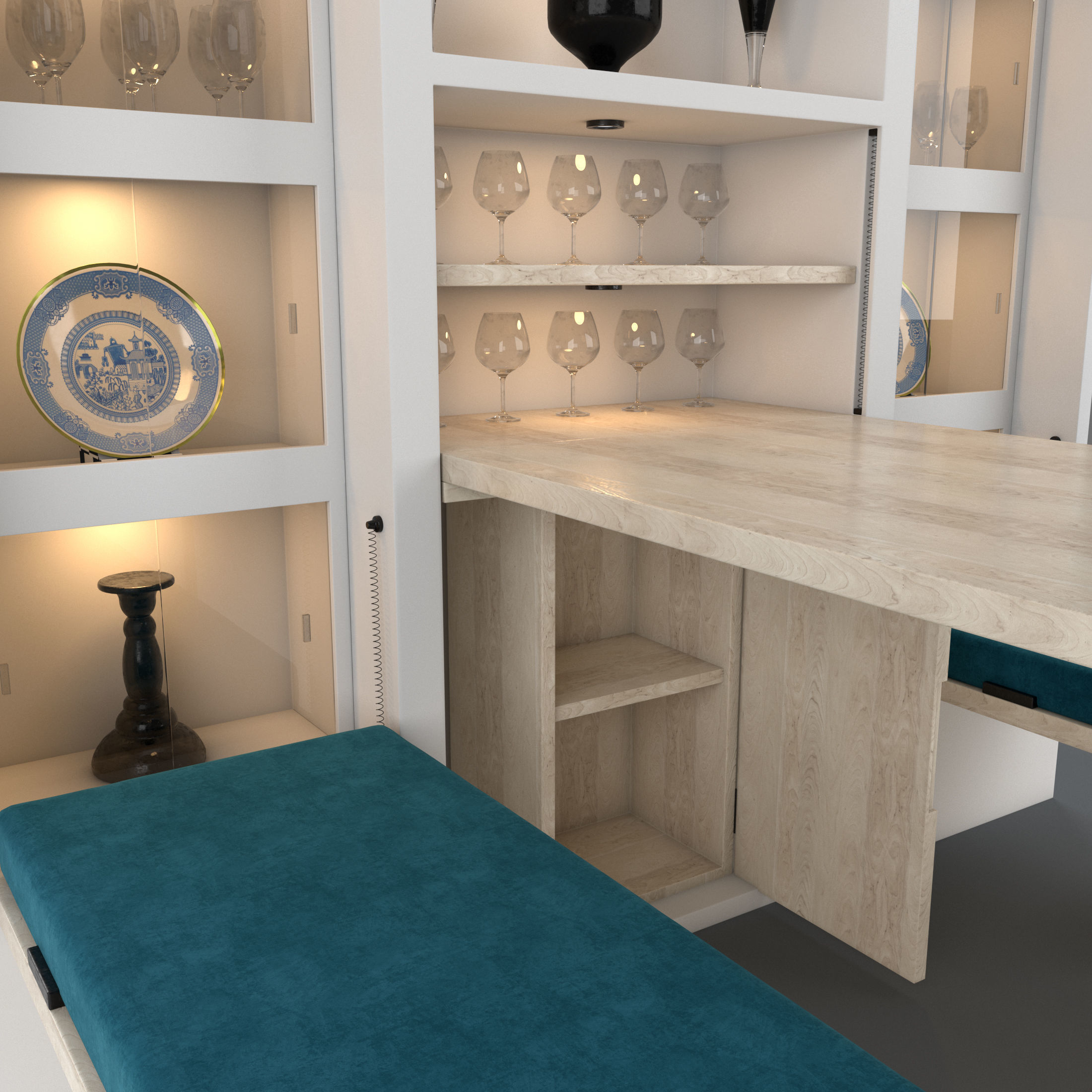 Hinged Furniture Shelf Transformation with Rigging 3D model_11