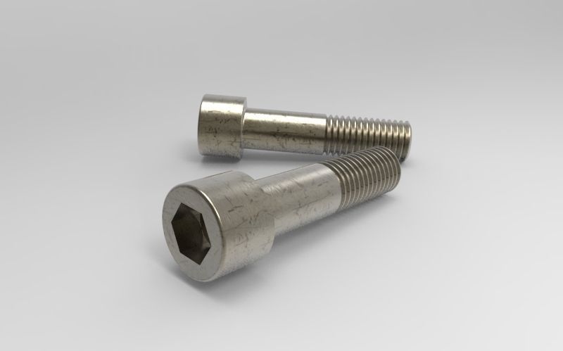 BrugolaM12 two stainless steel bolts 3D model_1