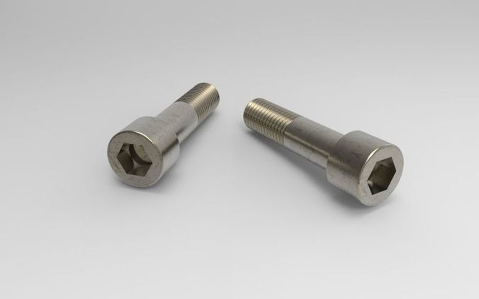 BrugolaM12 two stainless steel bolts 3D model