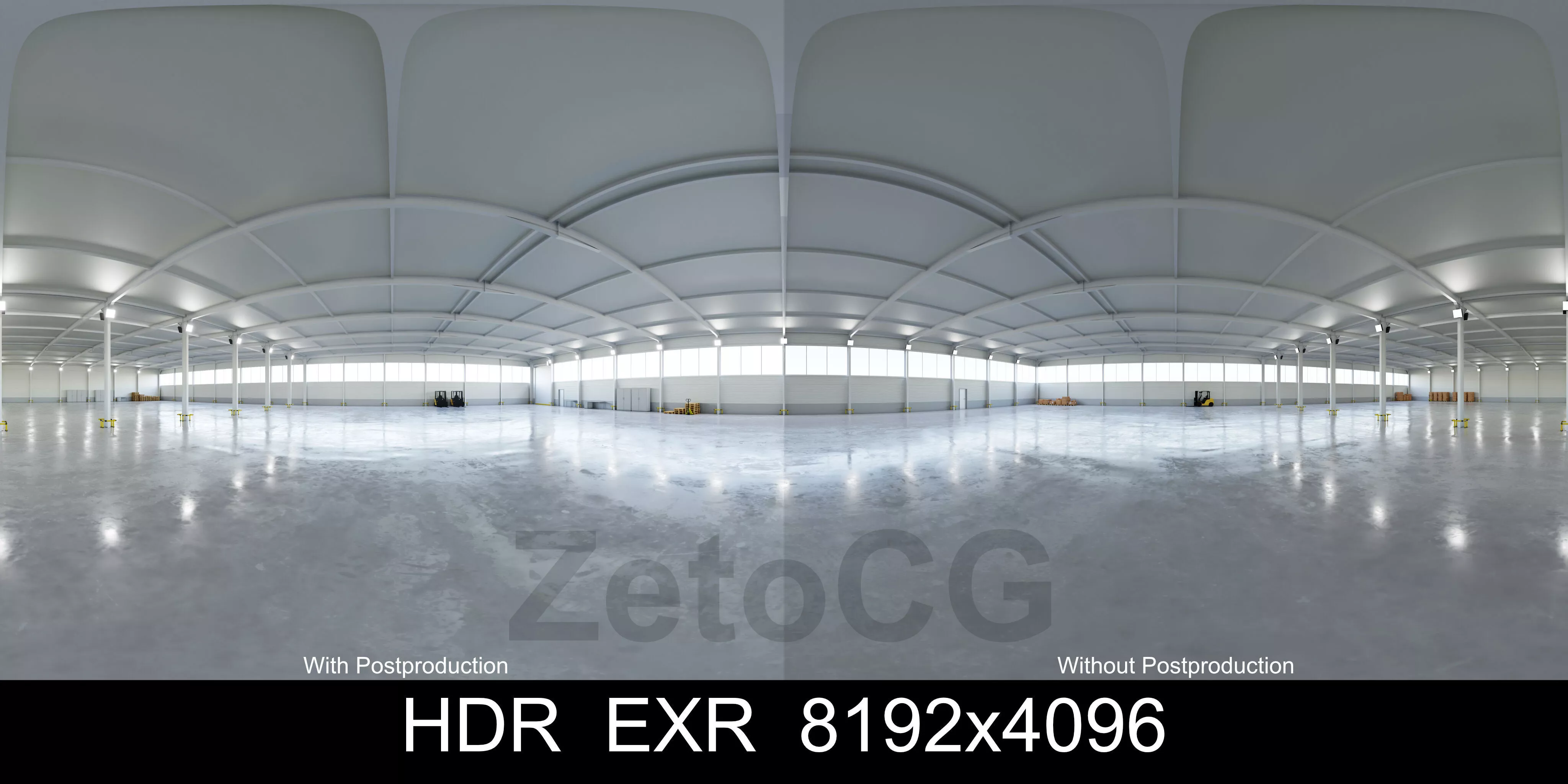 HDRI - Warehouse Interior 5b - 8192x4096 - 2 versions Texture