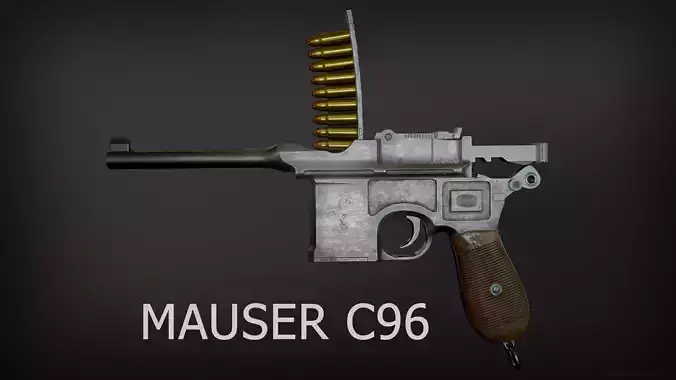 Mauser C96 lowpoly game-ready PBR
