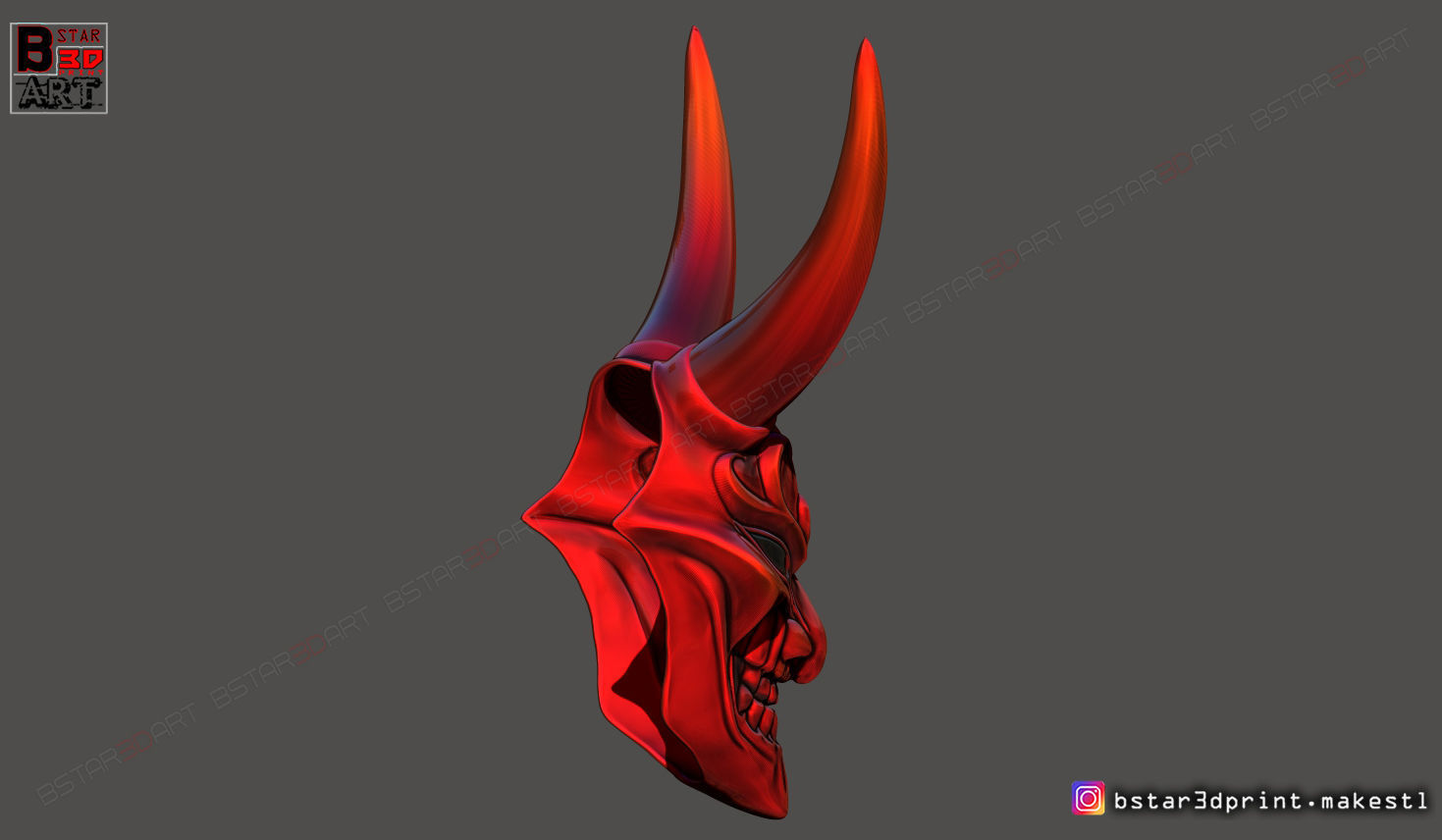 Devil Mask - Satan Mask - Hannya Mask - Halloween cosplay 3D print model_5