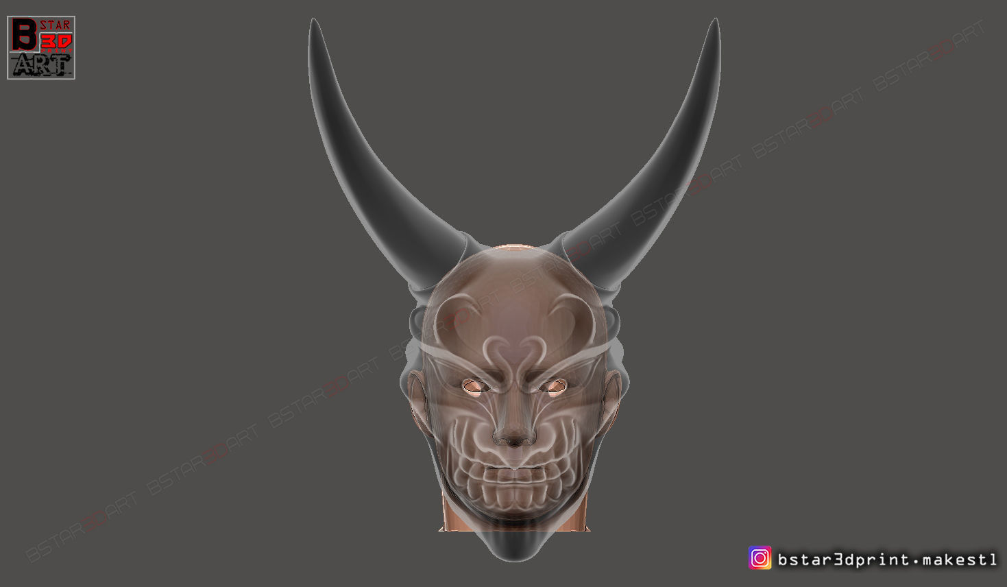Devil Mask - Satan Mask - Hannya Mask - Halloween cosplay 3D print model_14