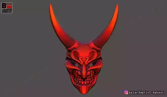 Devil Mask - Satan Mask - Hannya Mask - Halloween cosplay 3D print model