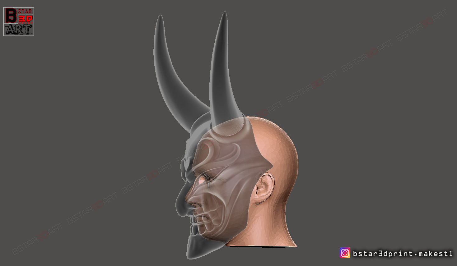 Devil Mask - Satan Mask - Hannya Mask - Halloween cosplay 3D print model_15