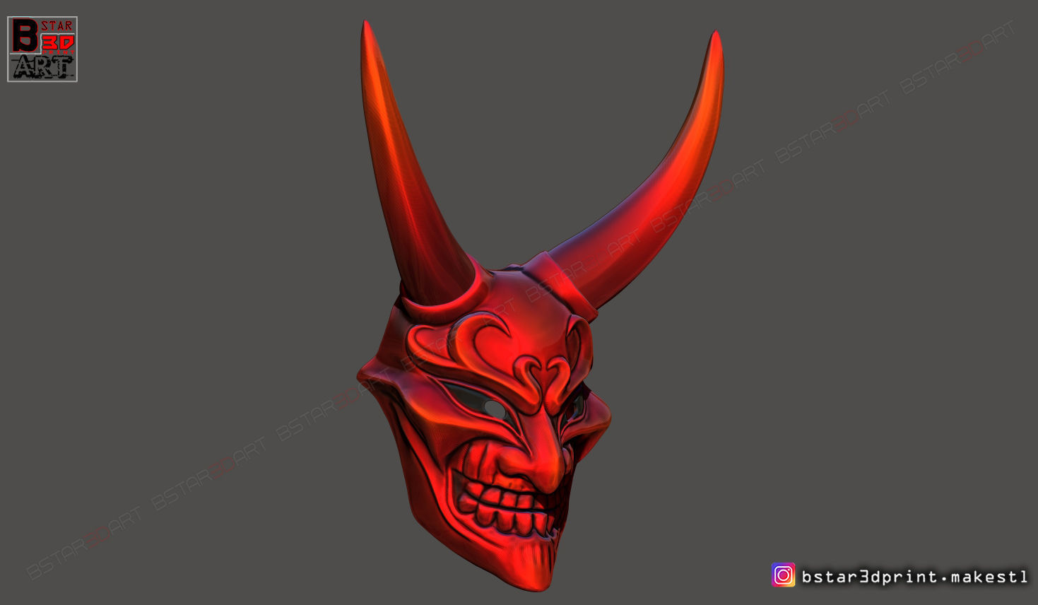 Devil Mask - Satan Mask - Hannya Mask - Halloween cosplay 3D print model_6