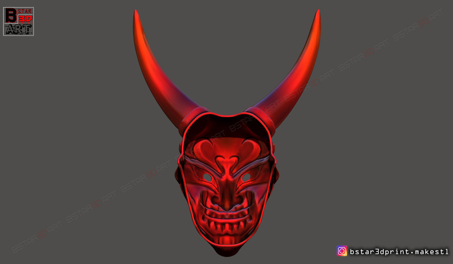 Devil Mask - Satan Mask - Hannya Mask - Halloween cosplay 3D print model_4