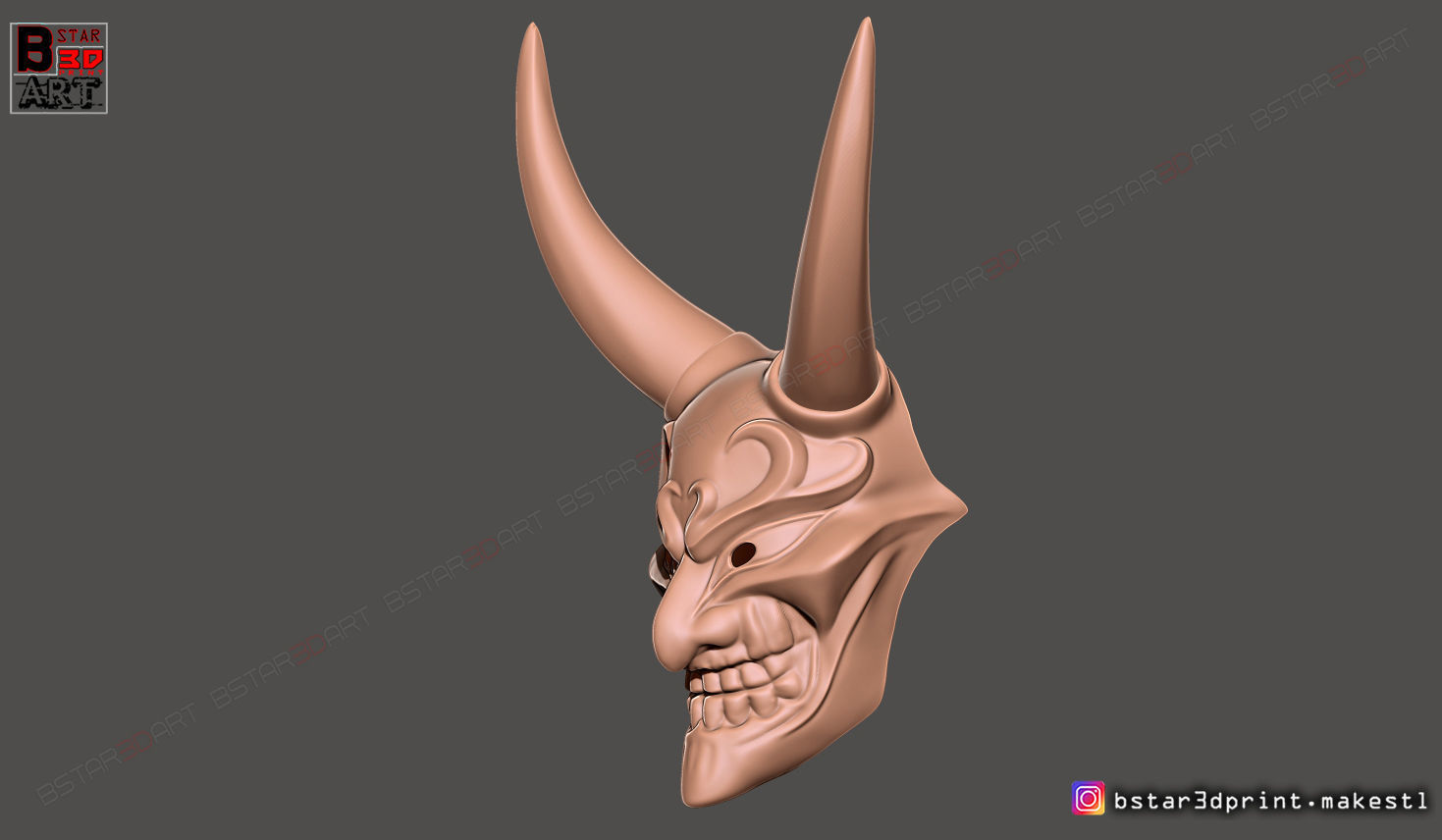 Devil Mask - Satan Mask - Hannya Mask - Halloween cosplay 3D print model_8