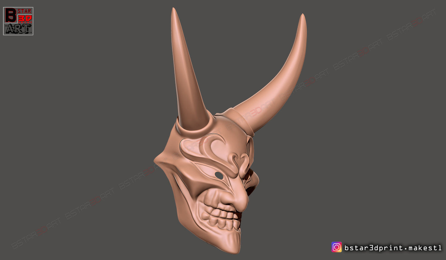 Devil Mask - Satan Mask - Hannya Mask - Halloween cosplay 3D print model_13