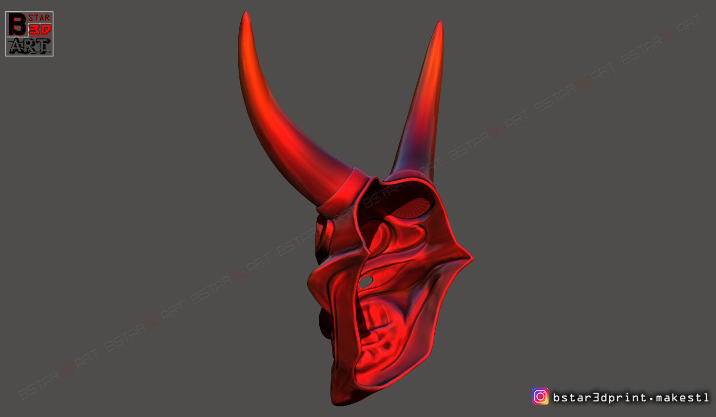 Devil Mask - Satan Mask - Hannya Mask - Halloween cosplay 3D print model_3