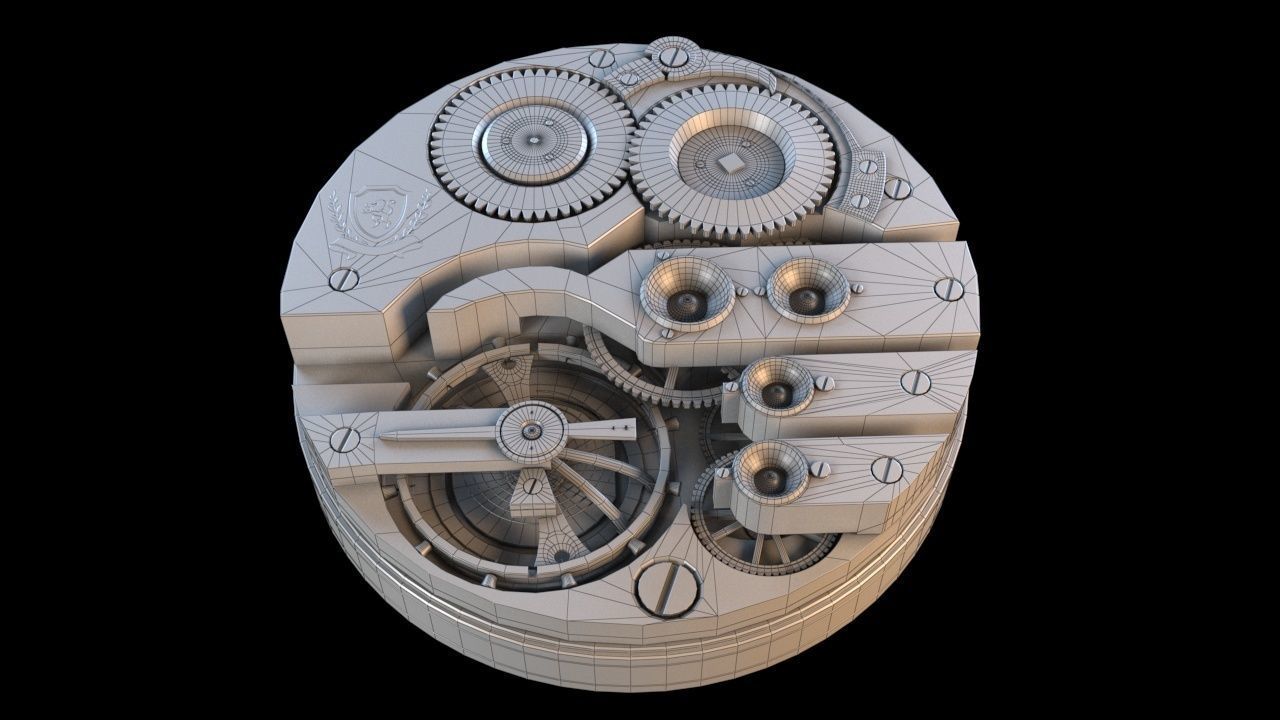 Clockwork mechanical watch 3D model_4