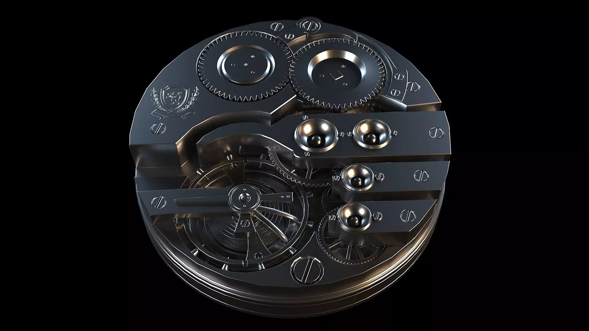 Clockwork mechanical watch 3D model_0