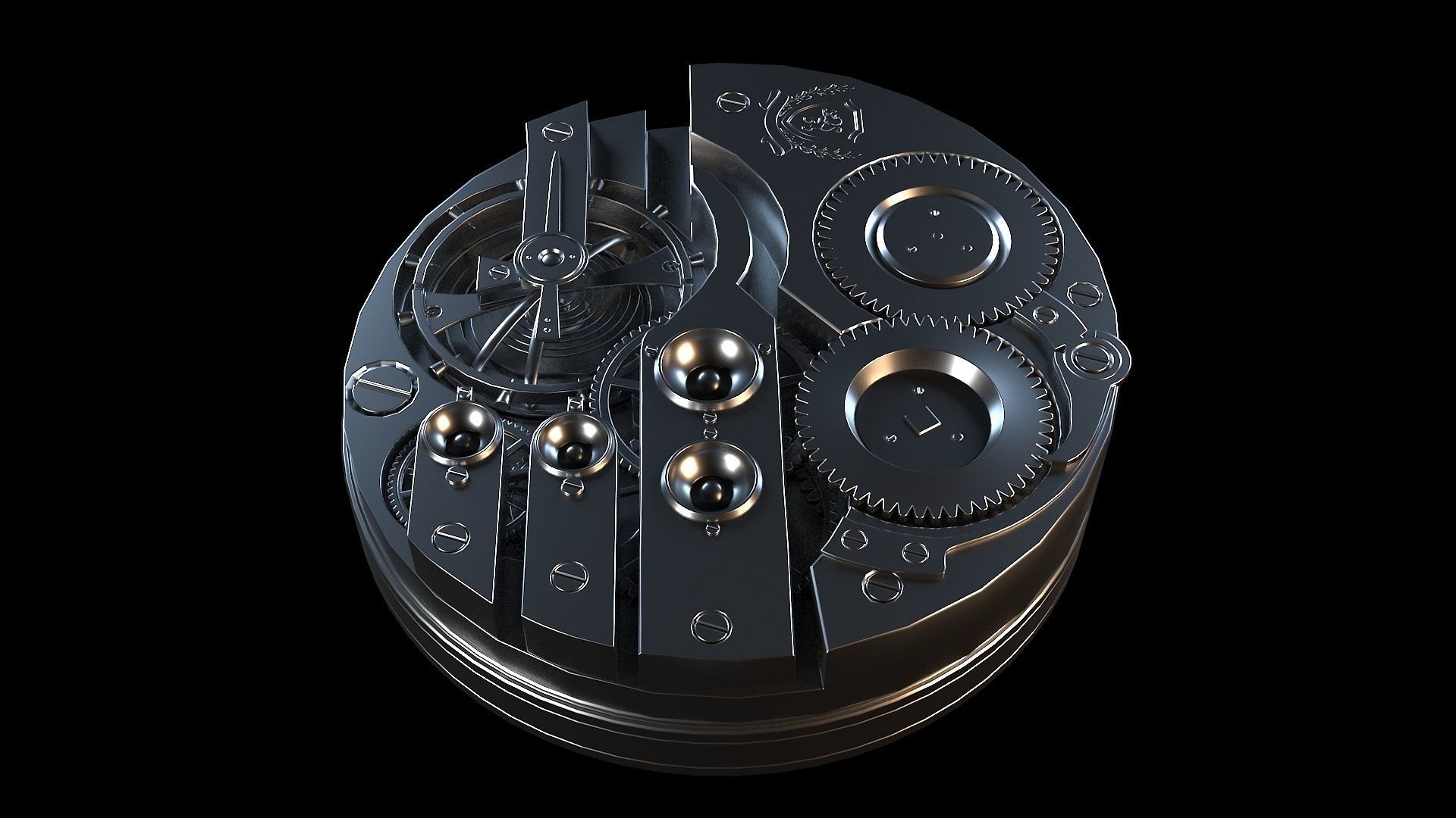 Clockwork mechanical watch 3D model_2