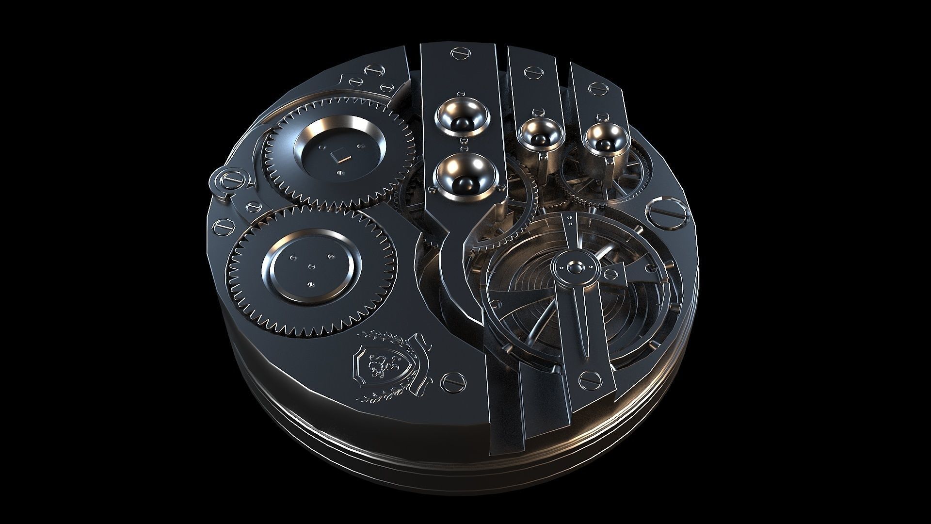Clockwork mechanical watch 3D model_1